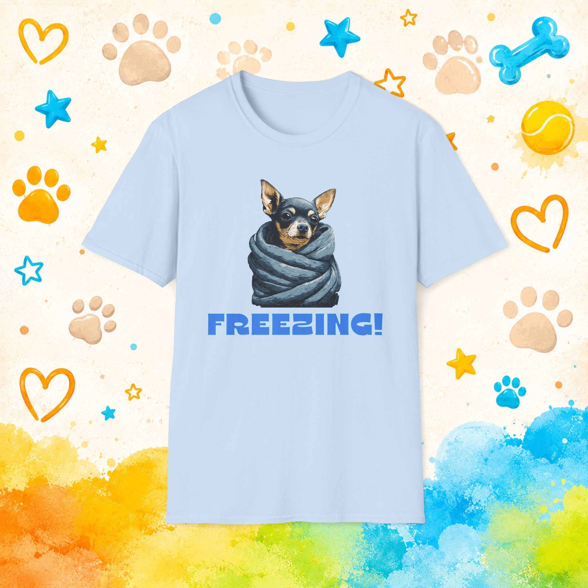 Freezing Funny Chihuahua T-Shirt – Cozy Blanket Burrito Dog Humor Tee