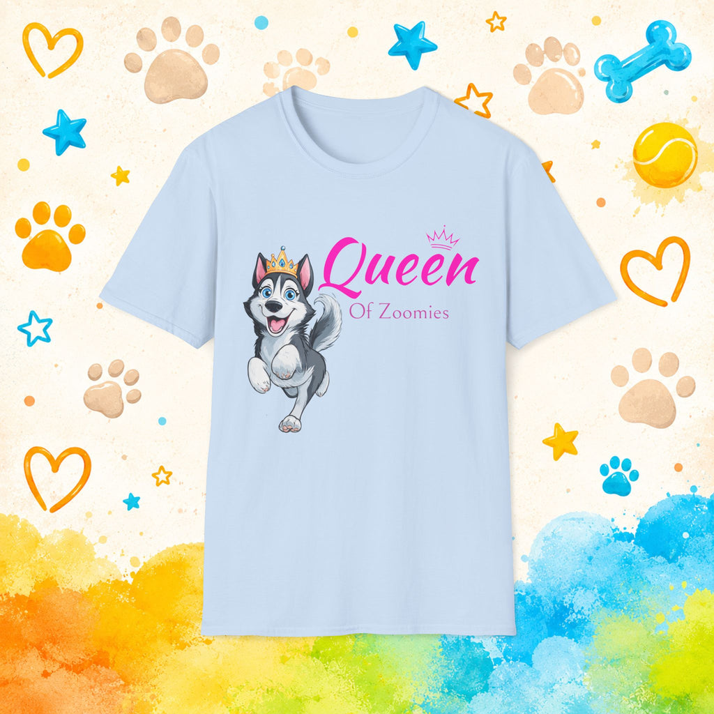 Queen of Zoomies | Funny Siberian Husky T-Shirt | Husky Personality Graphic Tee for Dog Lovers