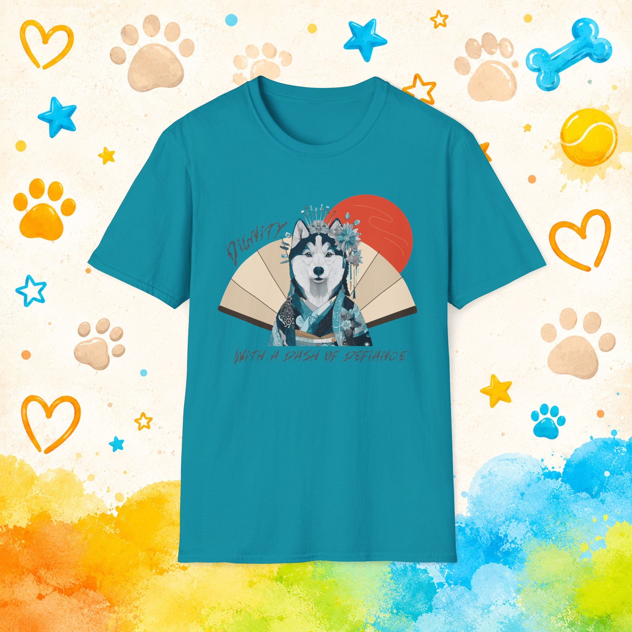 Siberian Husky Geisha T-Shirt | Dignity With a Dash of Defiance | Funny Husky Personality Graphic Tee