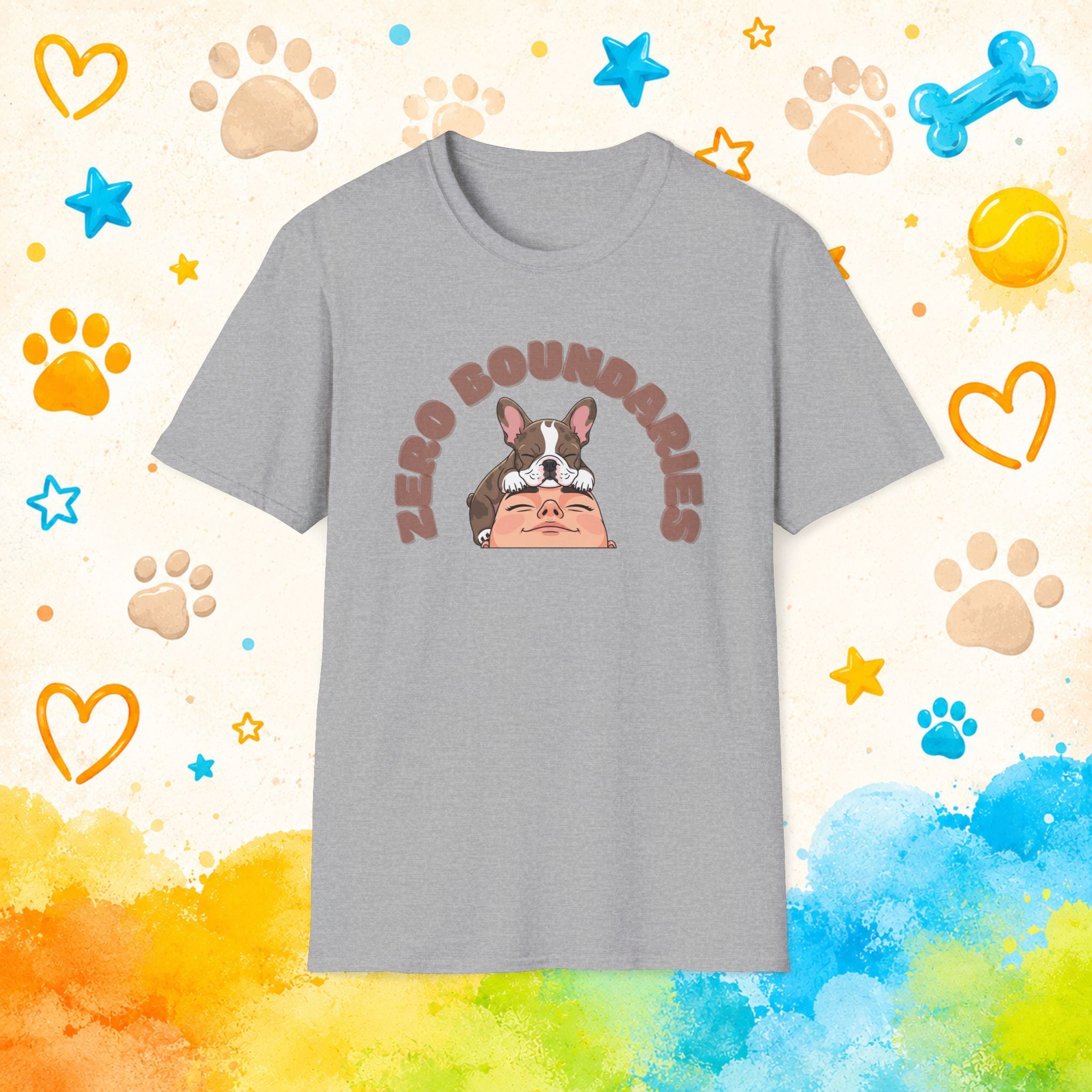 Zero Boundaries Funny French Bulldog T-Shirt – Frenchie Lover Dog Humor Tee