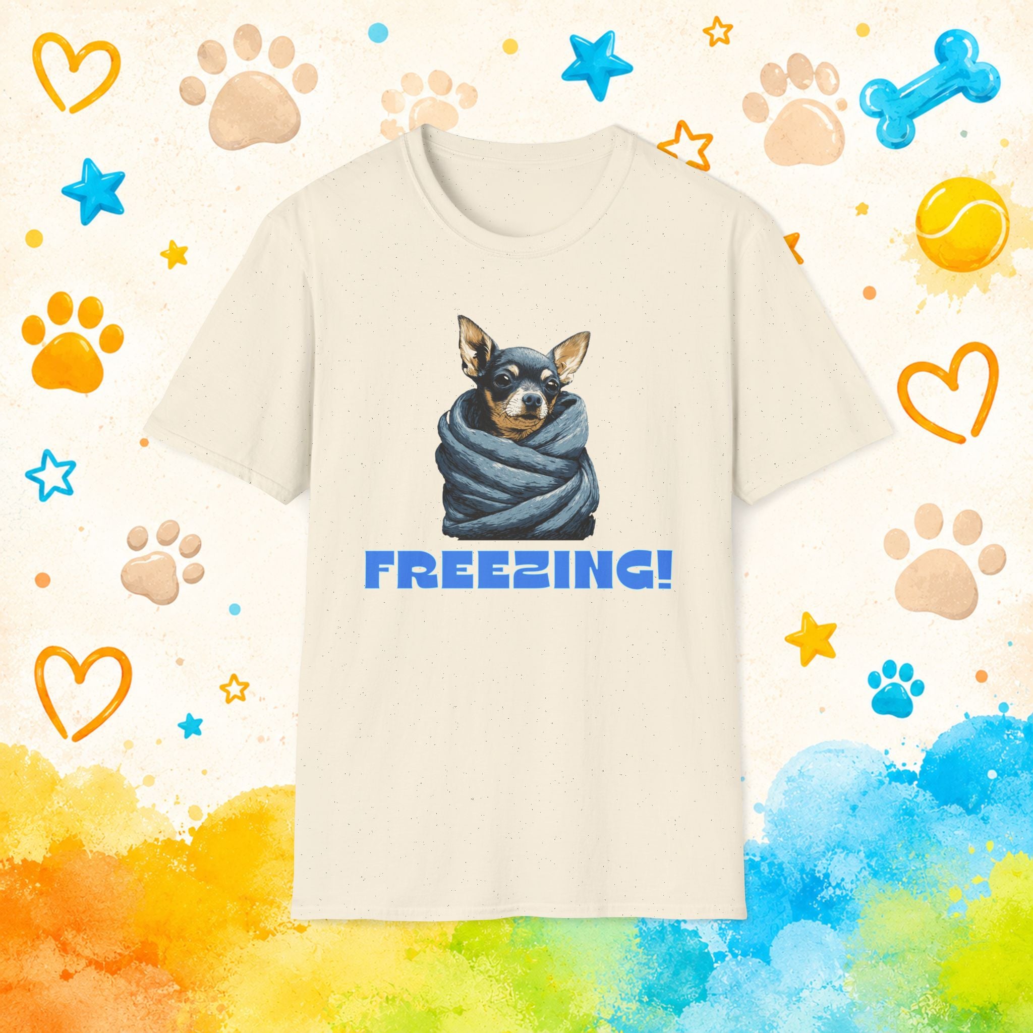 Freezing Funny Chihuahua T-Shirt – Cozy Blanket Burrito Dog Humor Tee