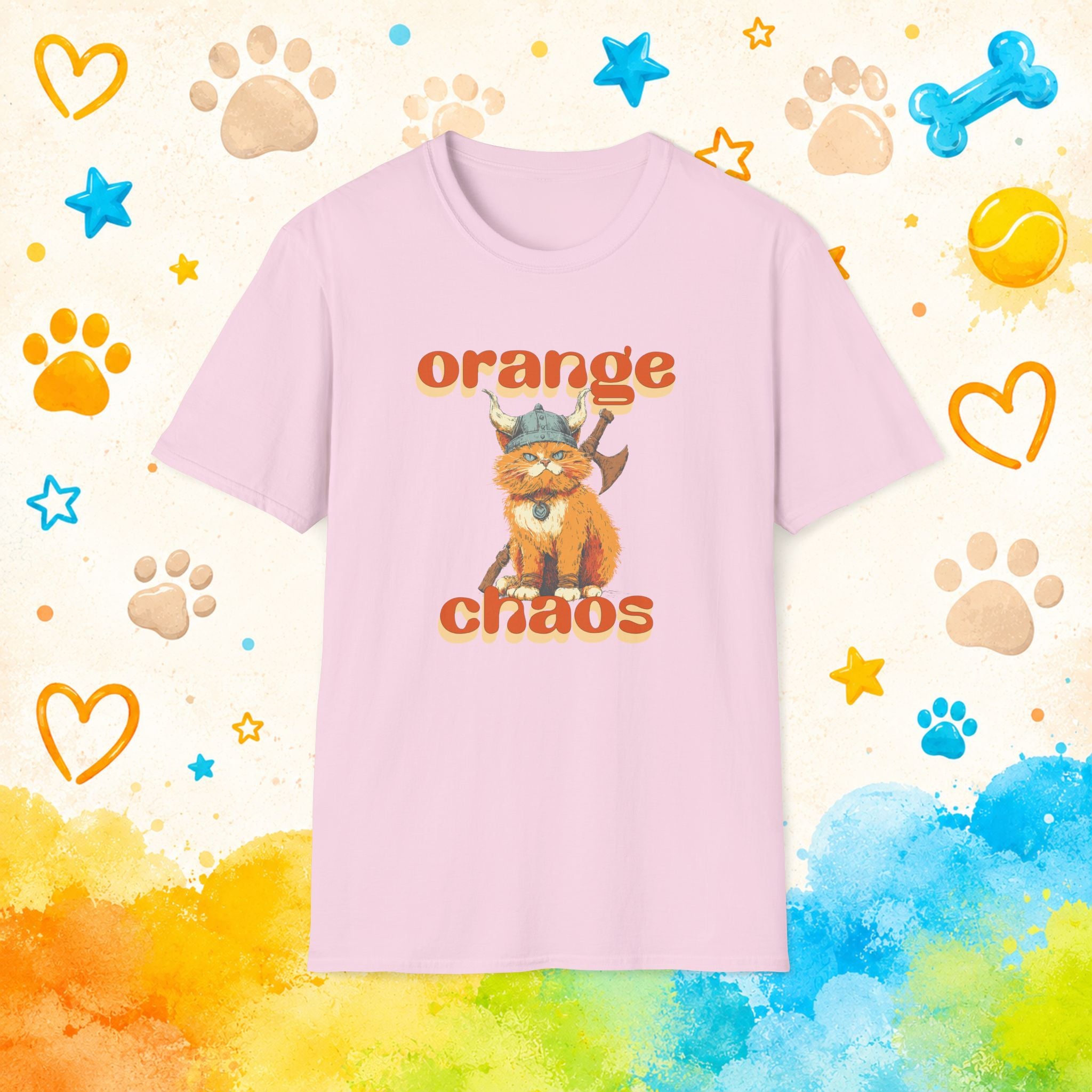 Cat Viking Orange Chaos T-Shirt