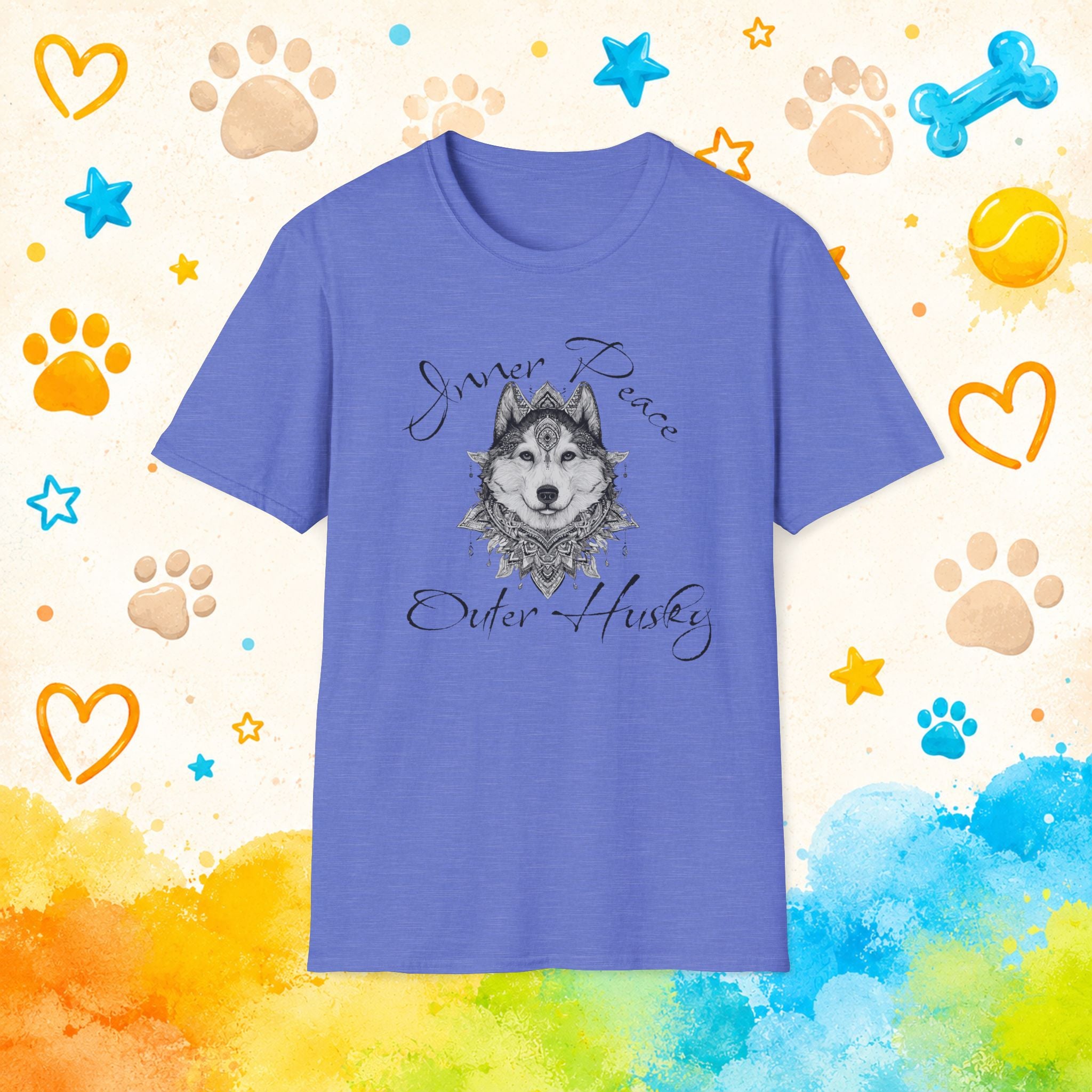 Inner Peace. Outer Husky. | Spiritual Siberian Husky Mandala T-Shirt | Zen Husky Graphic Tee