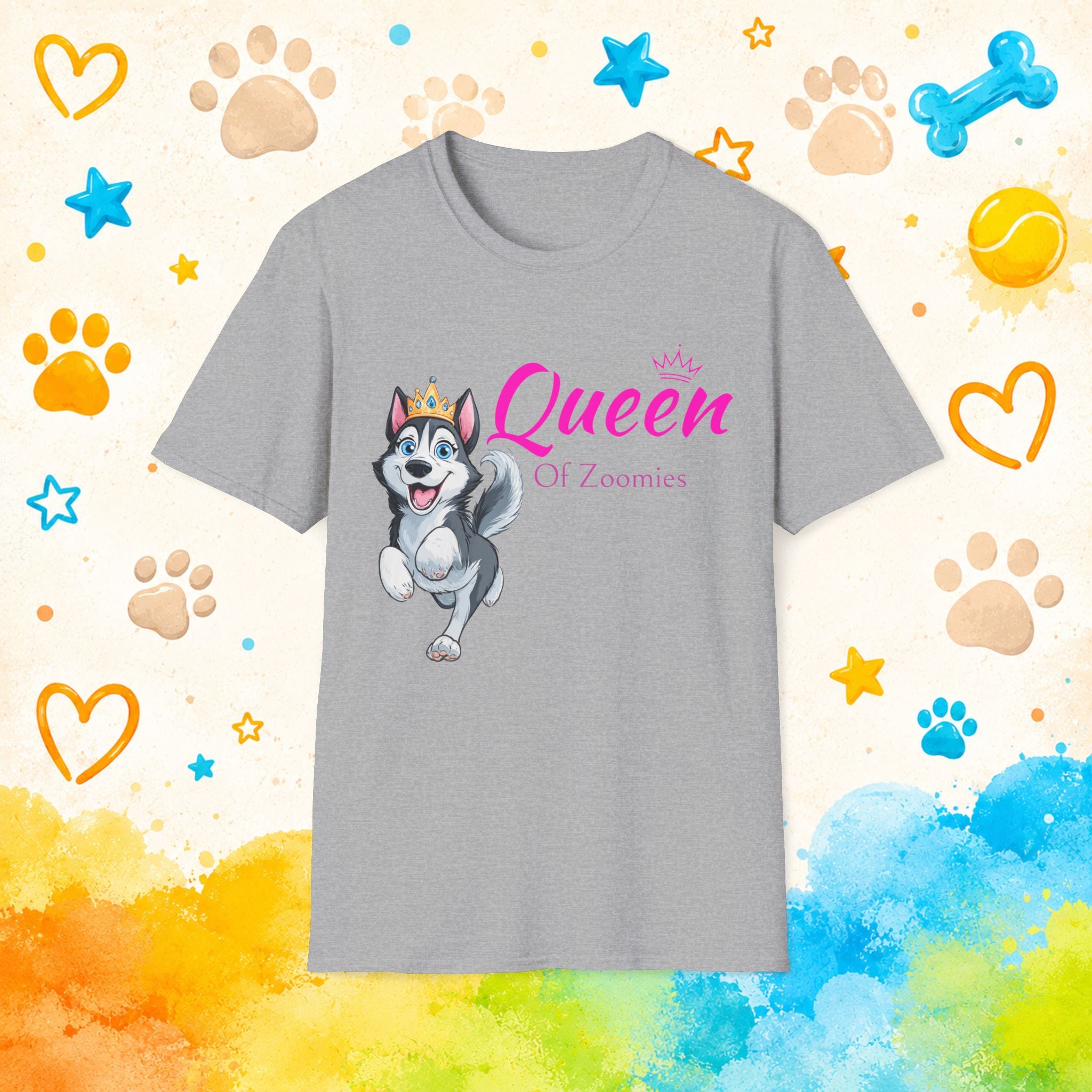 Queen of Zoomies | Funny Siberian Husky T-Shirt | Husky Personality Graphic Tee for Dog Lovers