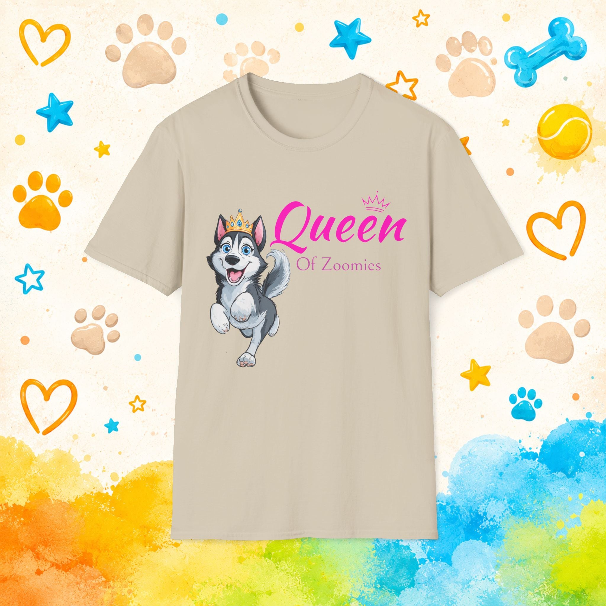 Queen of Zoomies | Funny Siberian Husky T-Shirt | Husky Personality Graphic Tee for Dog Lovers