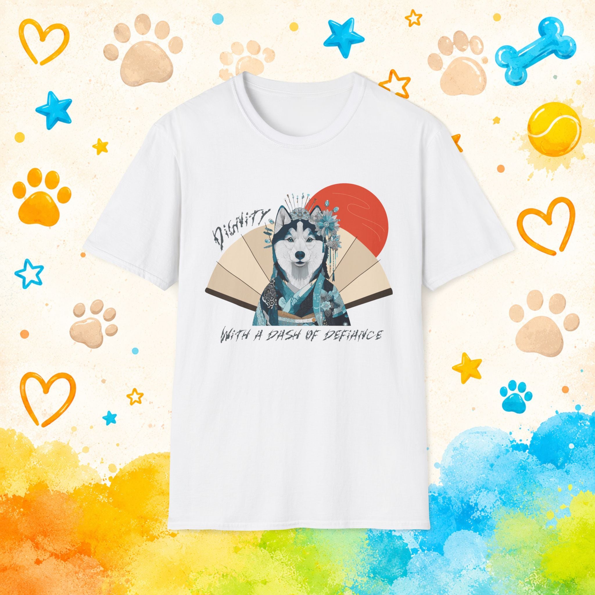 Siberian Husky Geisha T-Shirt | Dignity With a Dash of Defiance | Funny Husky Personality Graphic Tee