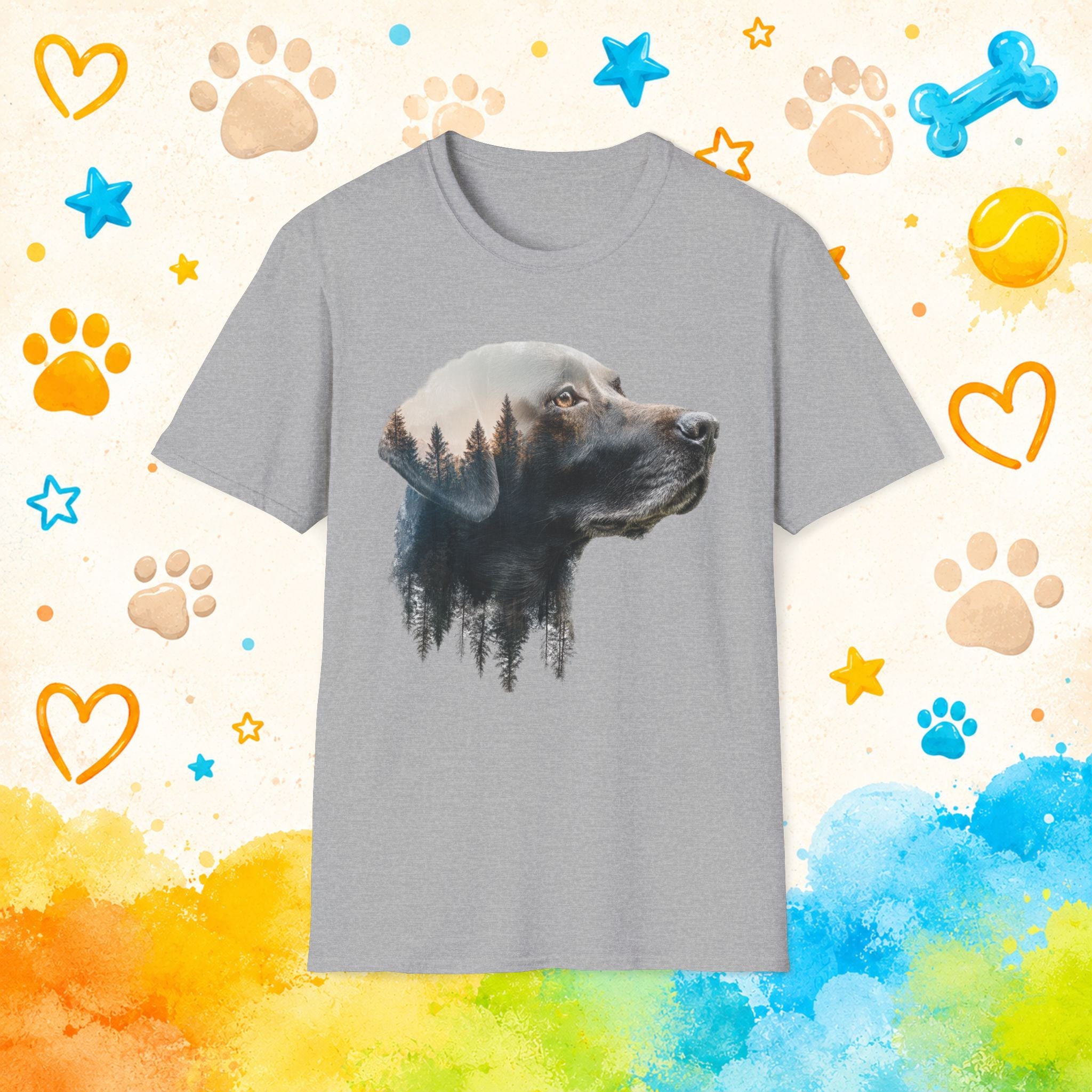 Labrador Double Exposure Forest T-Shirt | Dog Silhouette Nature Tee