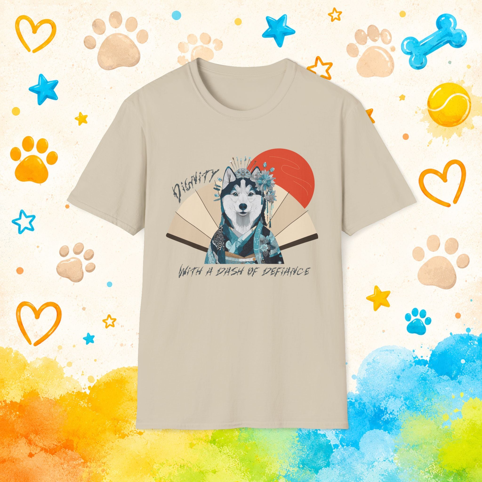 Siberian Husky Geisha T-Shirt | Dignity With a Dash of Defiance | Funny Husky Personality Graphic Tee