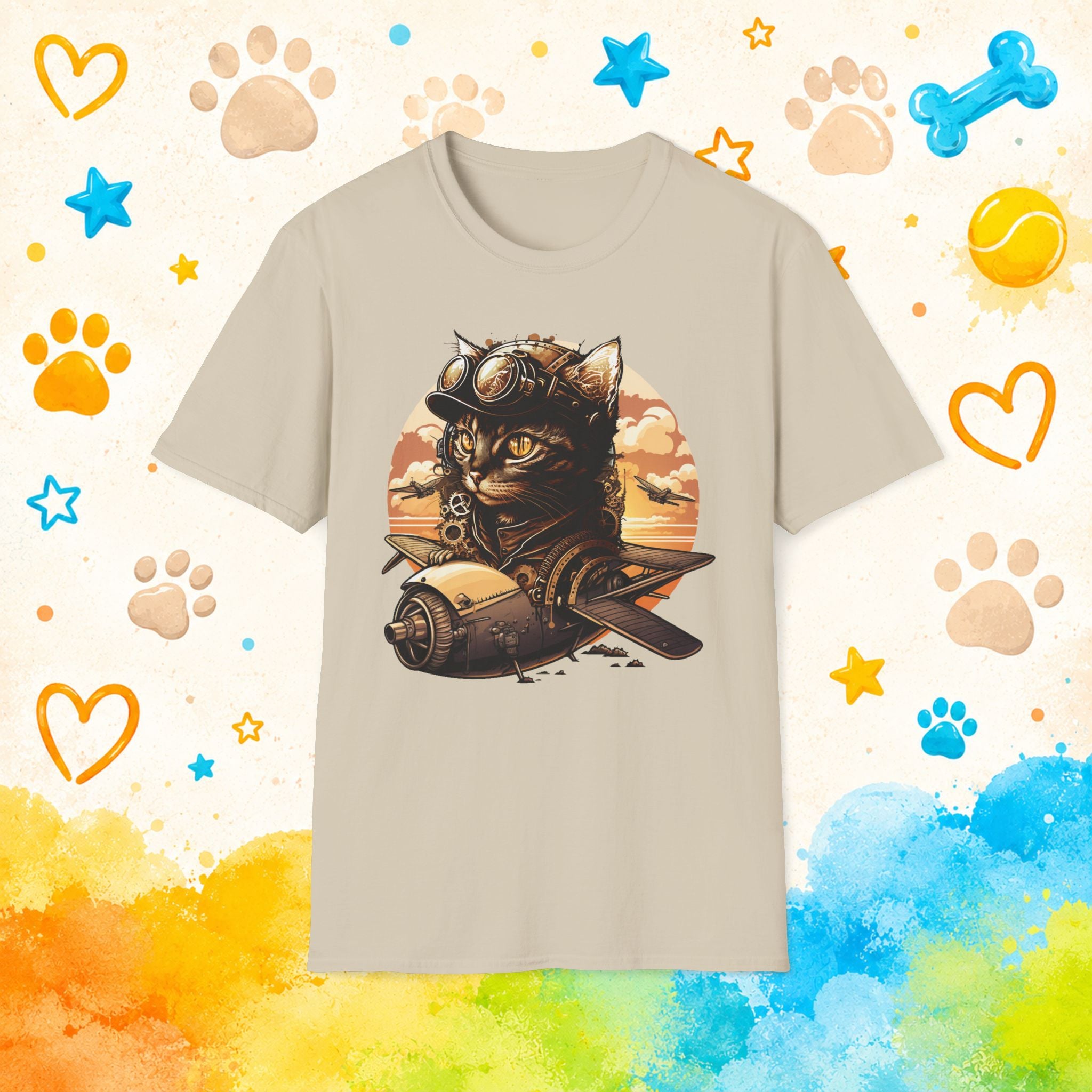 Pilot Cat T-Shirt — Vintage Aviator Cat Graphic Tee