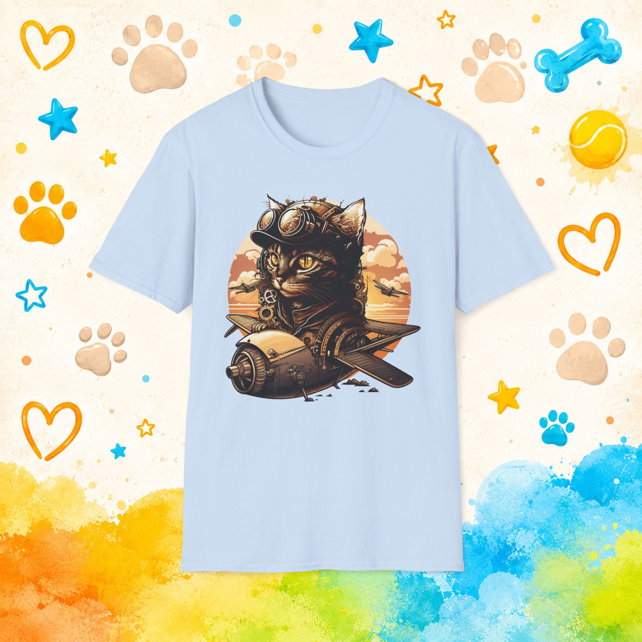 Pilot Cat T-Shirt — Vintage Aviator Cat Graphic Tee