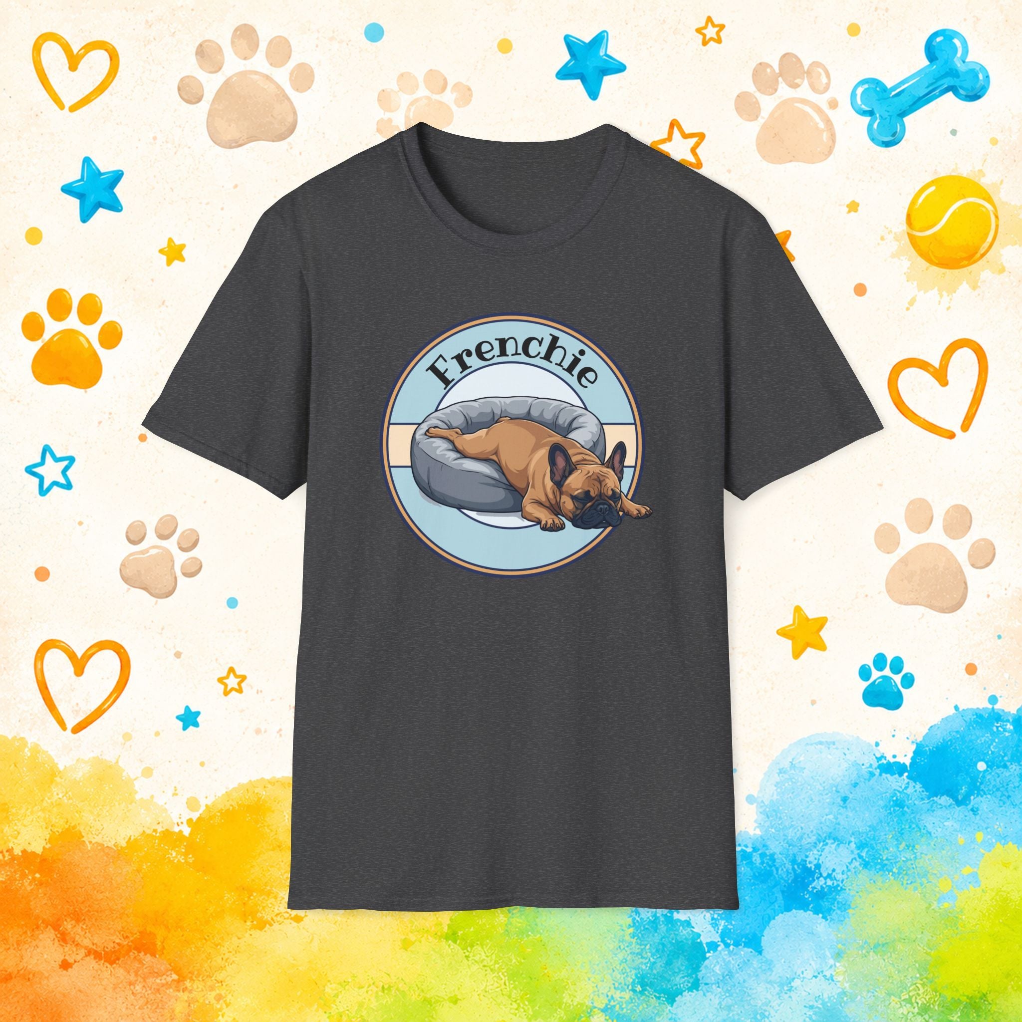 Funny Sleeping French Bulldog T-Shirt | Cute Lazy Frenchie Dog Shirt | Cozy French Bulldog Lover Tee