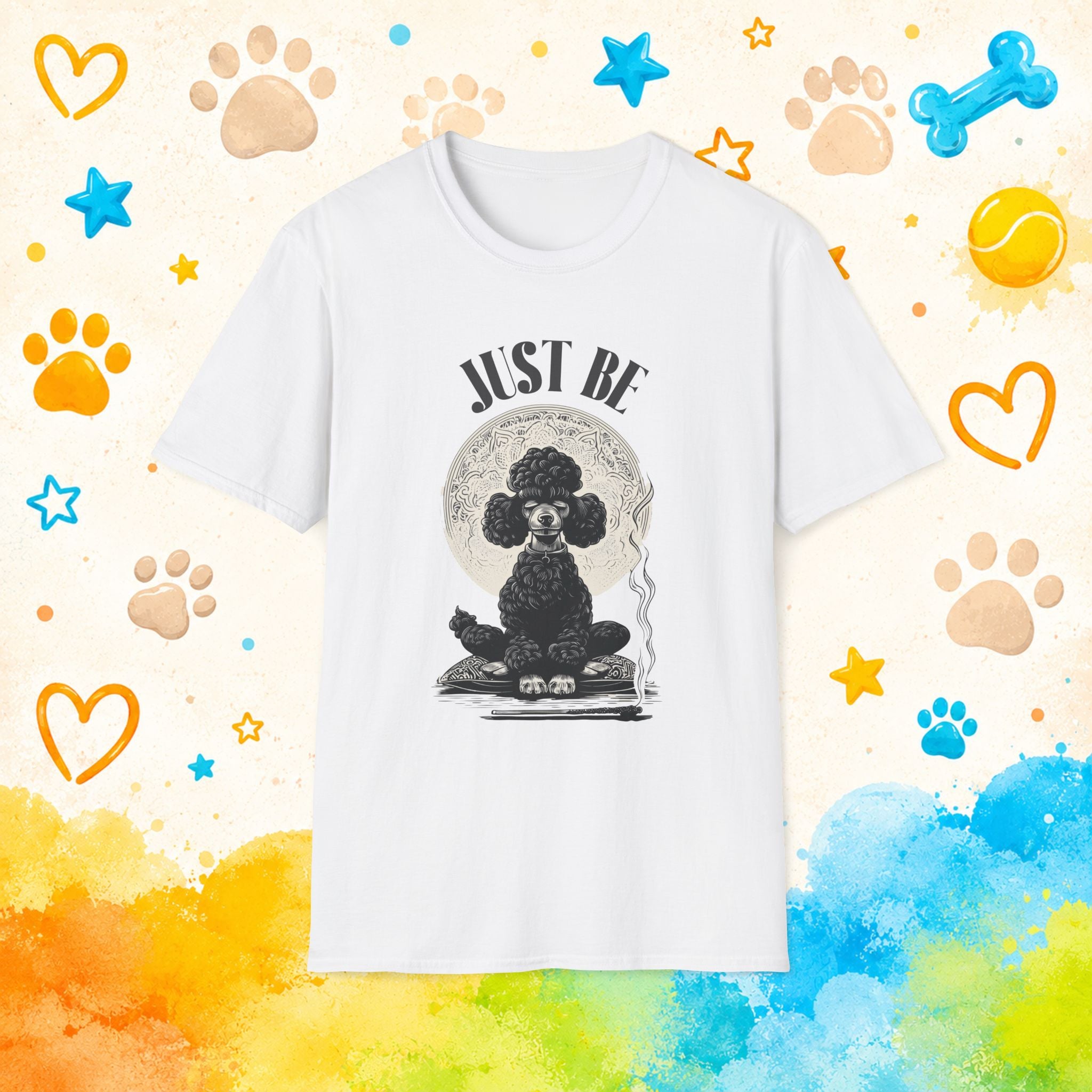 Just Be – Meditating Black Poodle Zen Graphic Design
