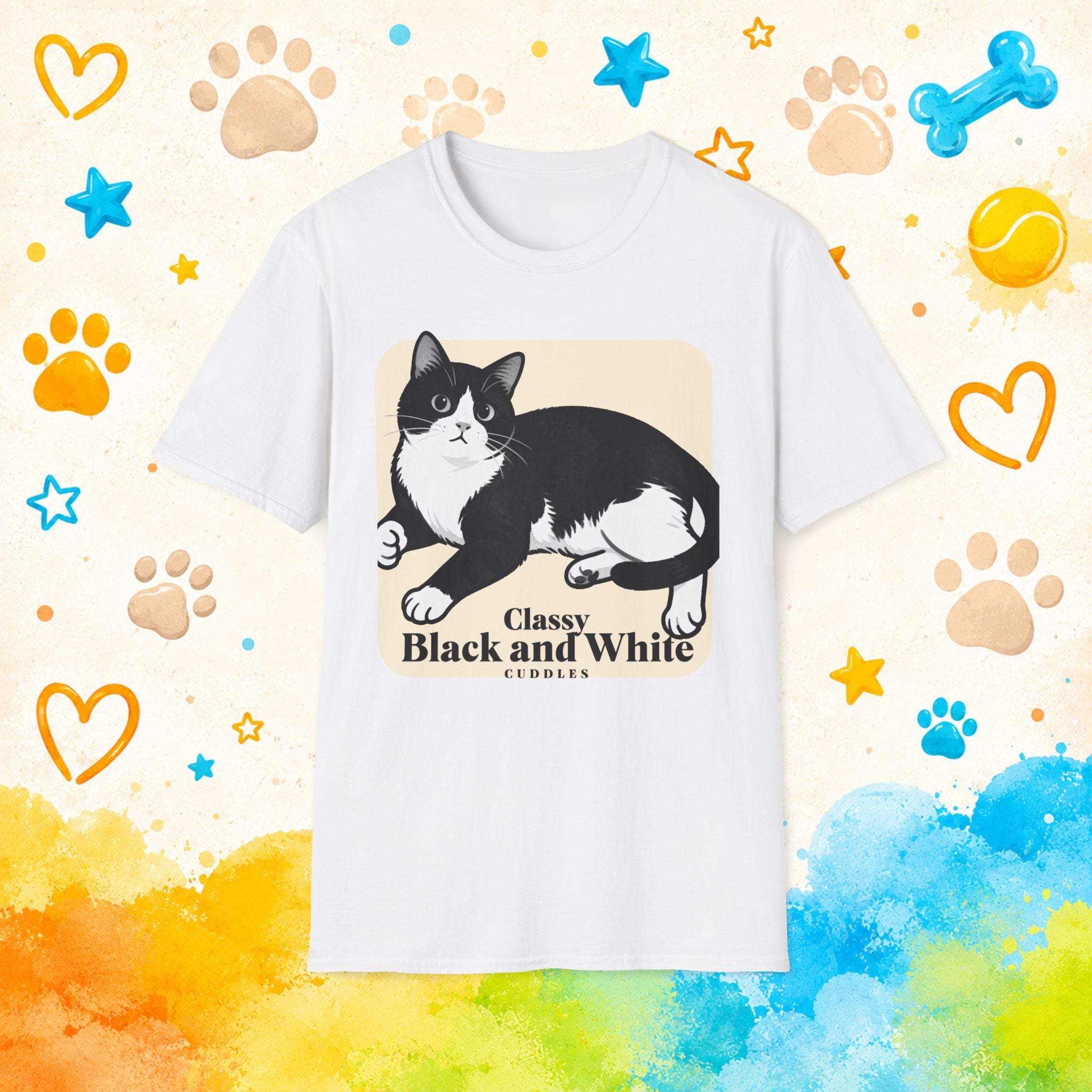 Cat Classy Black and White CuddlesT-Shirt