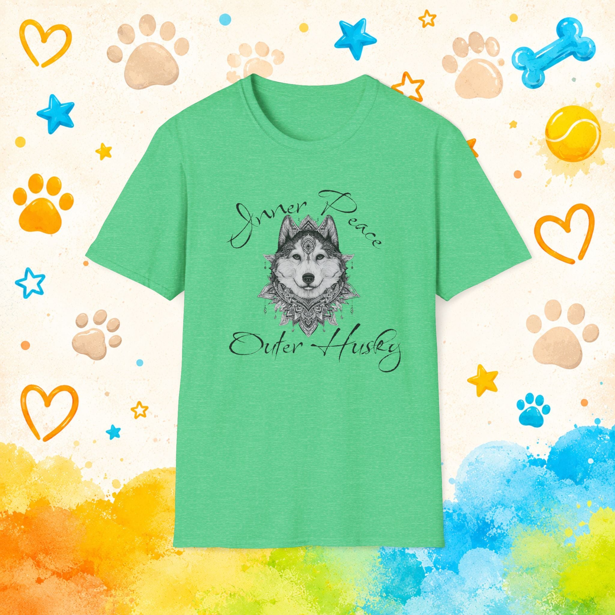 Inner Peace. Outer Husky. | Spiritual Siberian Husky Mandala T-Shirt | Zen Husky Graphic Tee