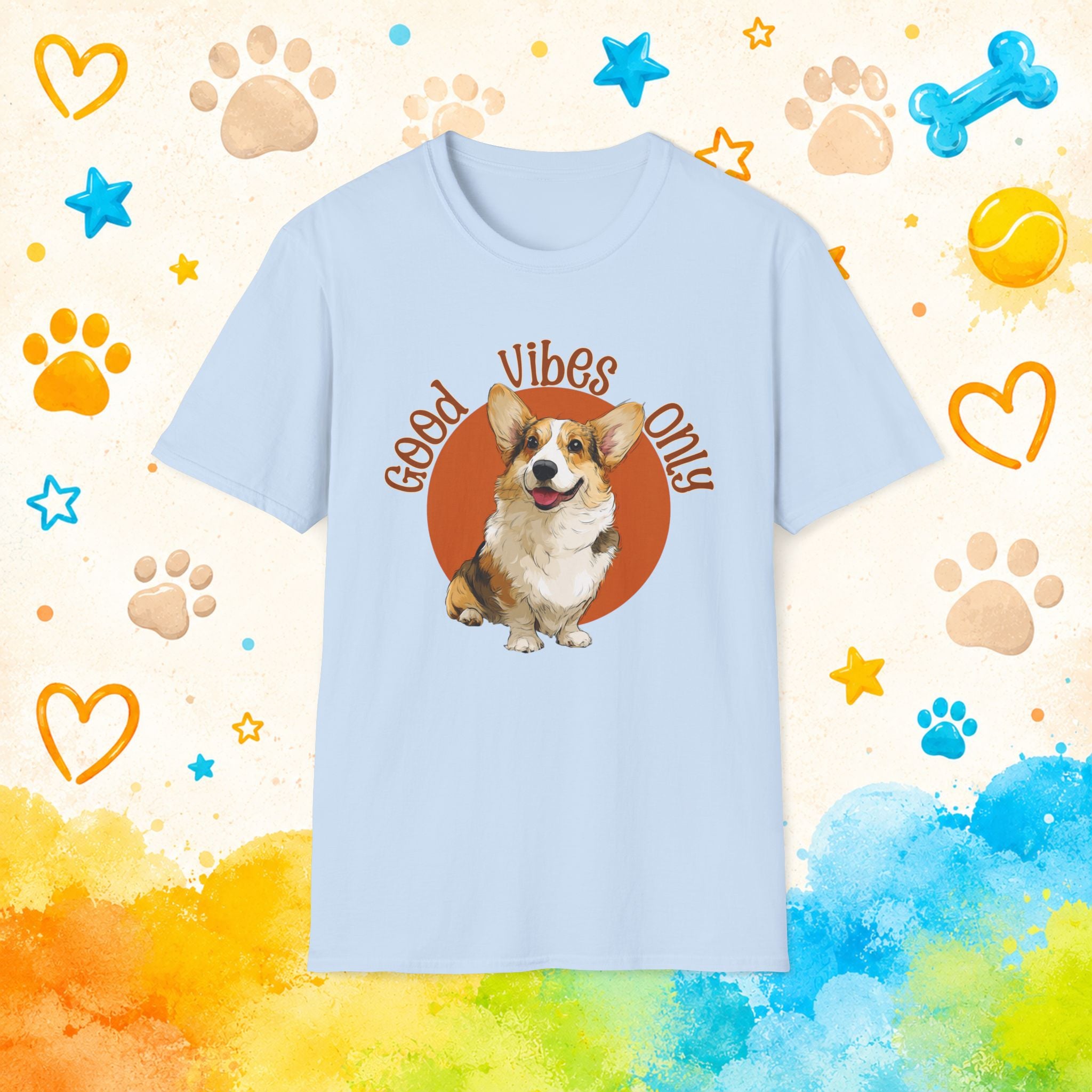 Good Vibes Only Corgi T-Shirt, Cute Happy Dog Tee, Funny Positive Pet Shirt, Corgi Lover Gift, Good Energy Dog Graphic Tee
