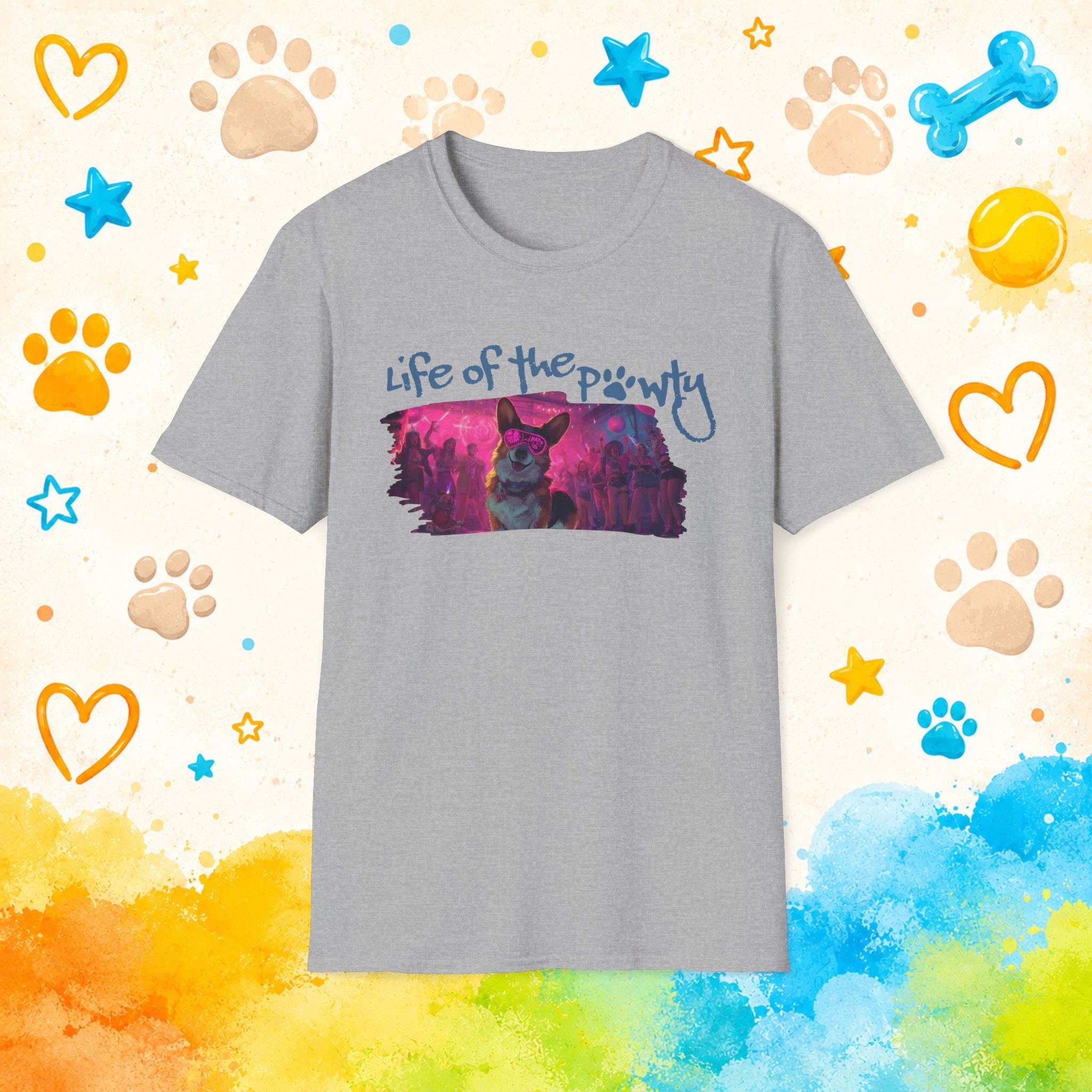 Life Of The Pawty Corgi T-Shirt, Funny Party Dog Shirt, Rave Corgi Tee, Pet Lover Gift, Music Festival Dog Shirt, Corgi Owner Gift