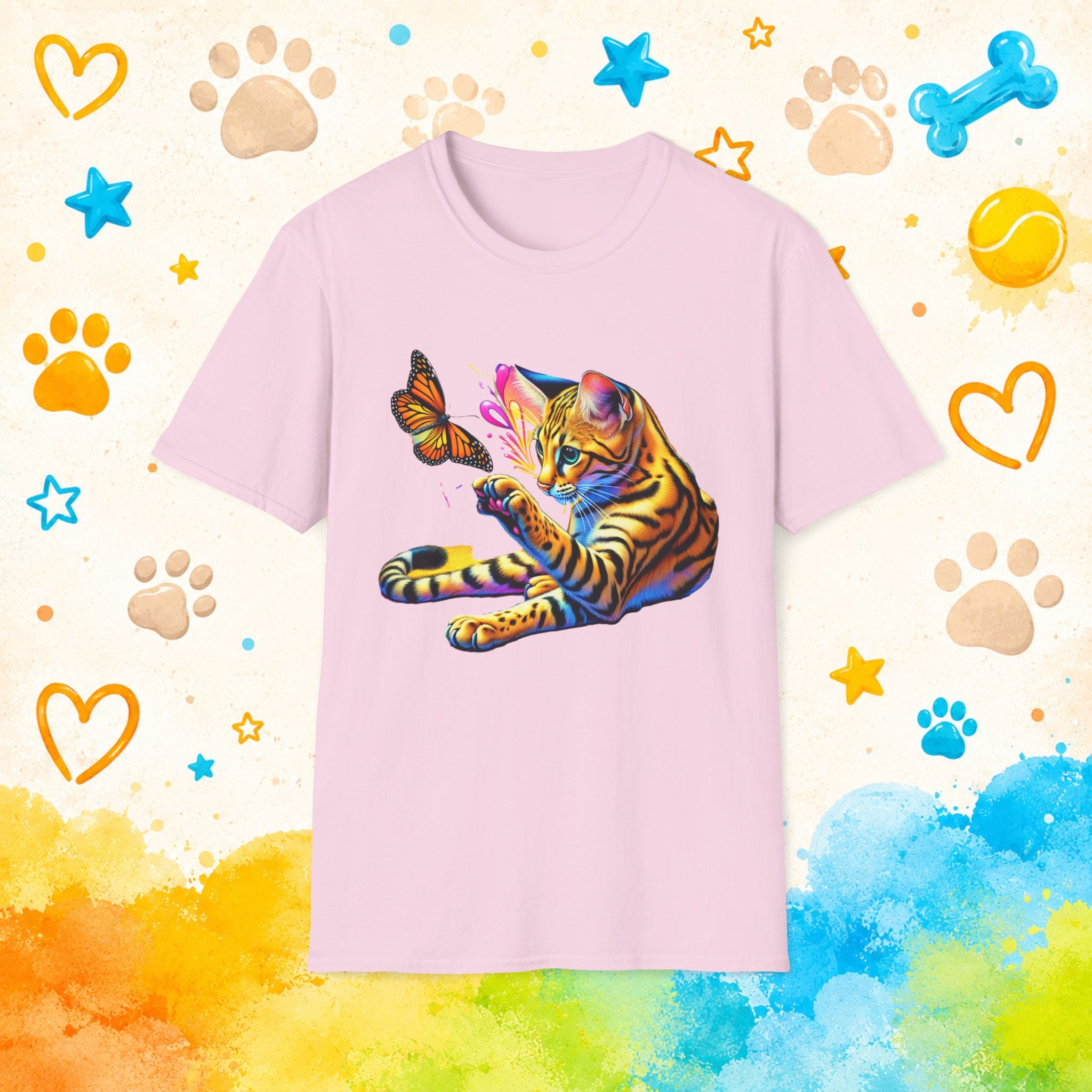 Cat Bengal Kitten & Butterfly T-Shirt