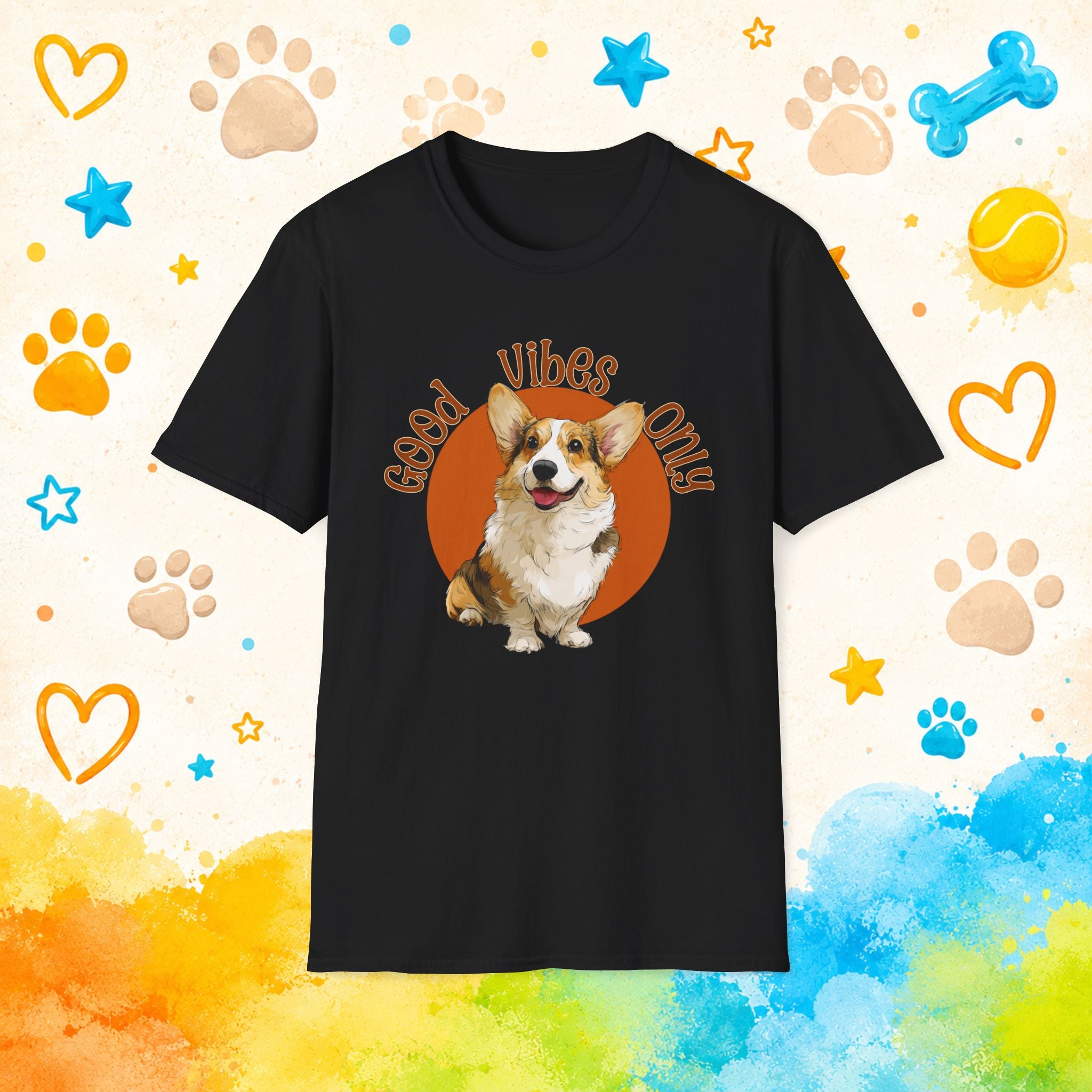 Good Vibes Only Corgi T-Shirt, Cute Happy Dog Tee, Funny Positive Pet Shirt, Corgi Lover Gift, Good Energy Dog Graphic Tee