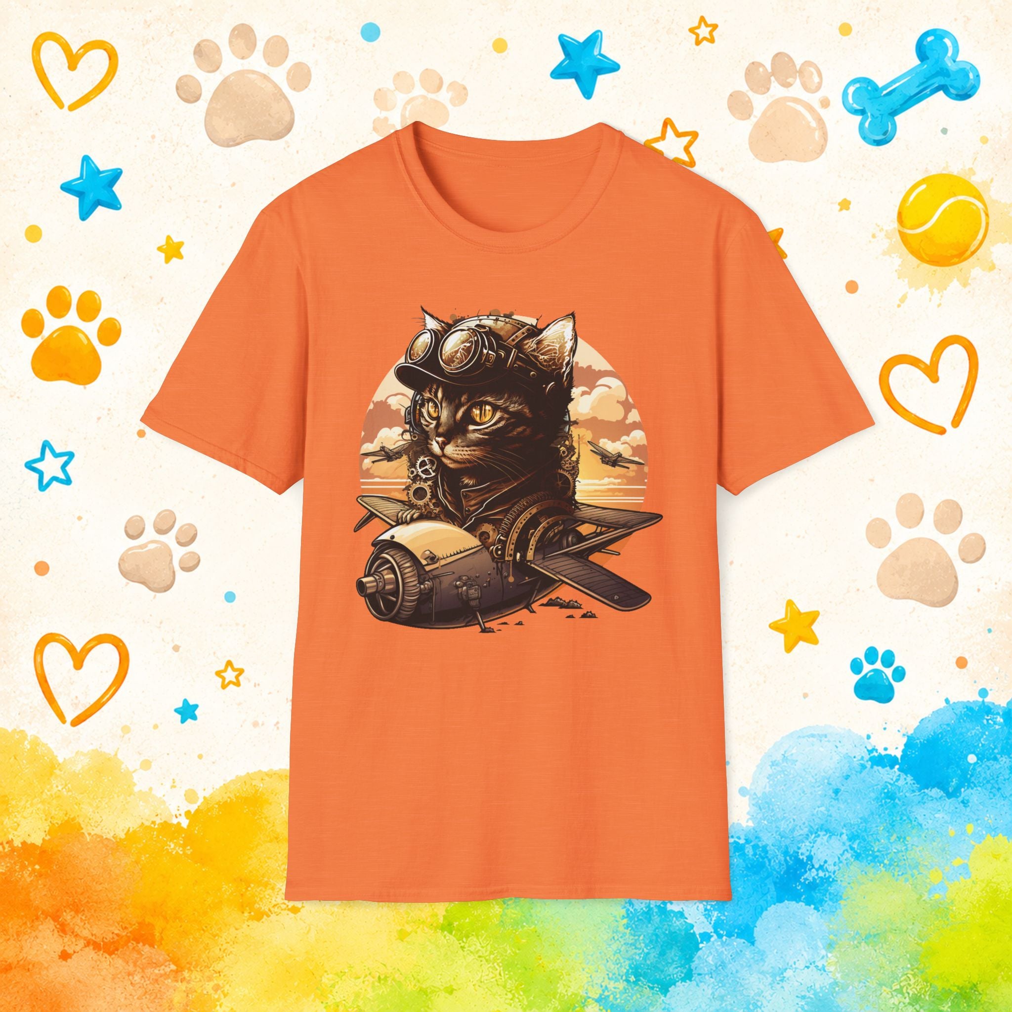 Pilot Cat T-Shirt — Vintage Aviator Cat Graphic Tee
