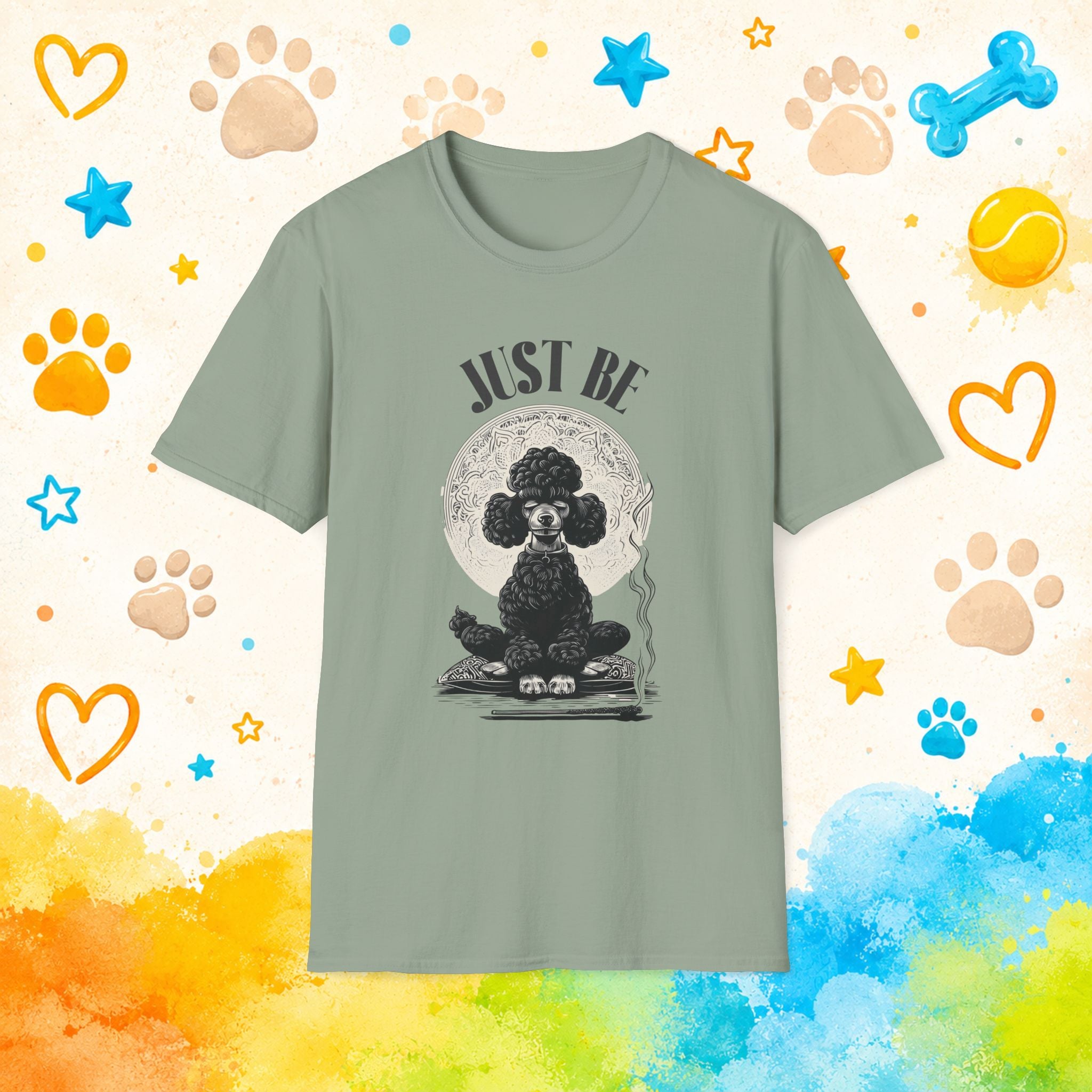 Just Be – Meditating Black Poodle Zen Graphic Design