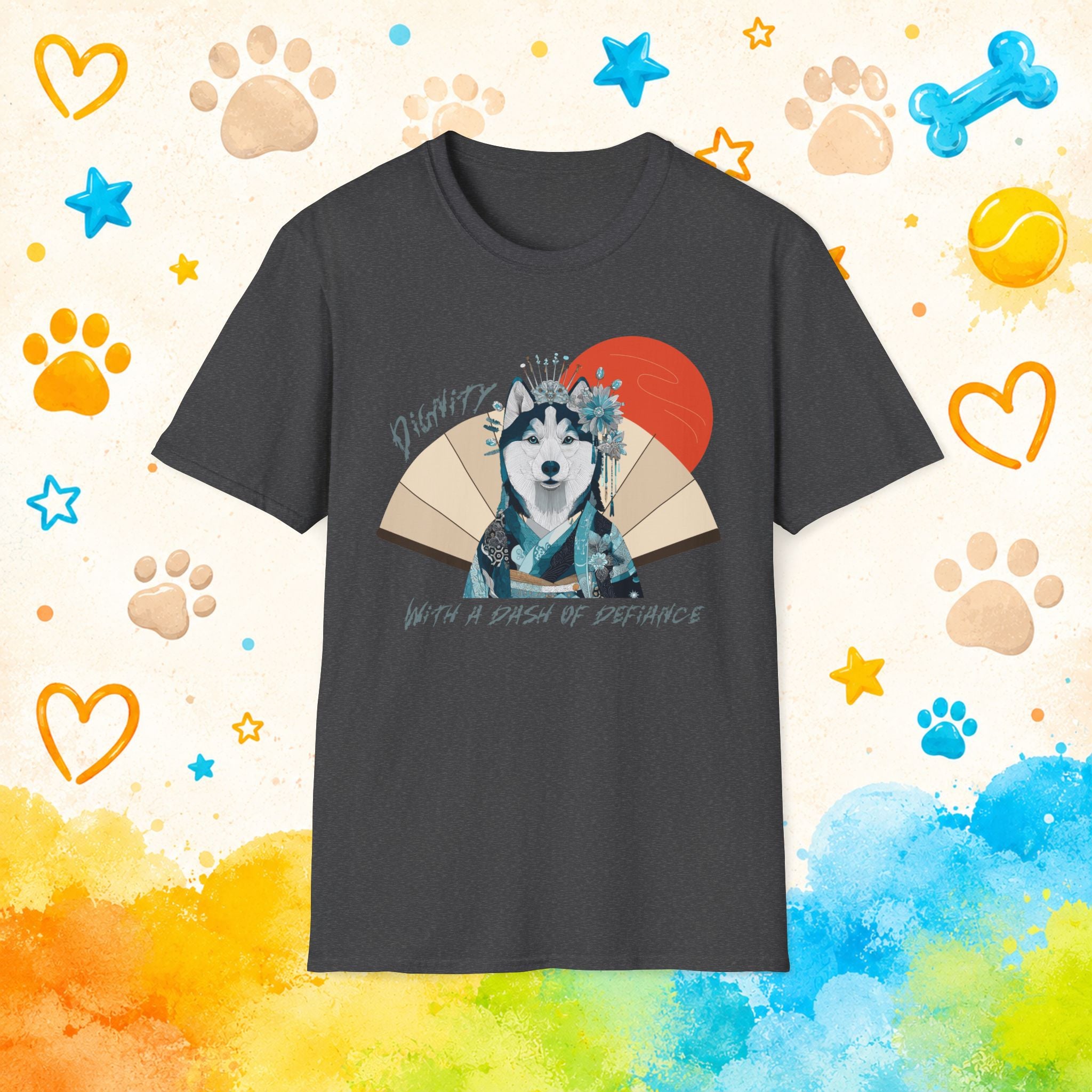 Siberian Husky Geisha T-Shirt | Dignity With a Dash of Defiance | Funny Husky Personality Graphic Tee