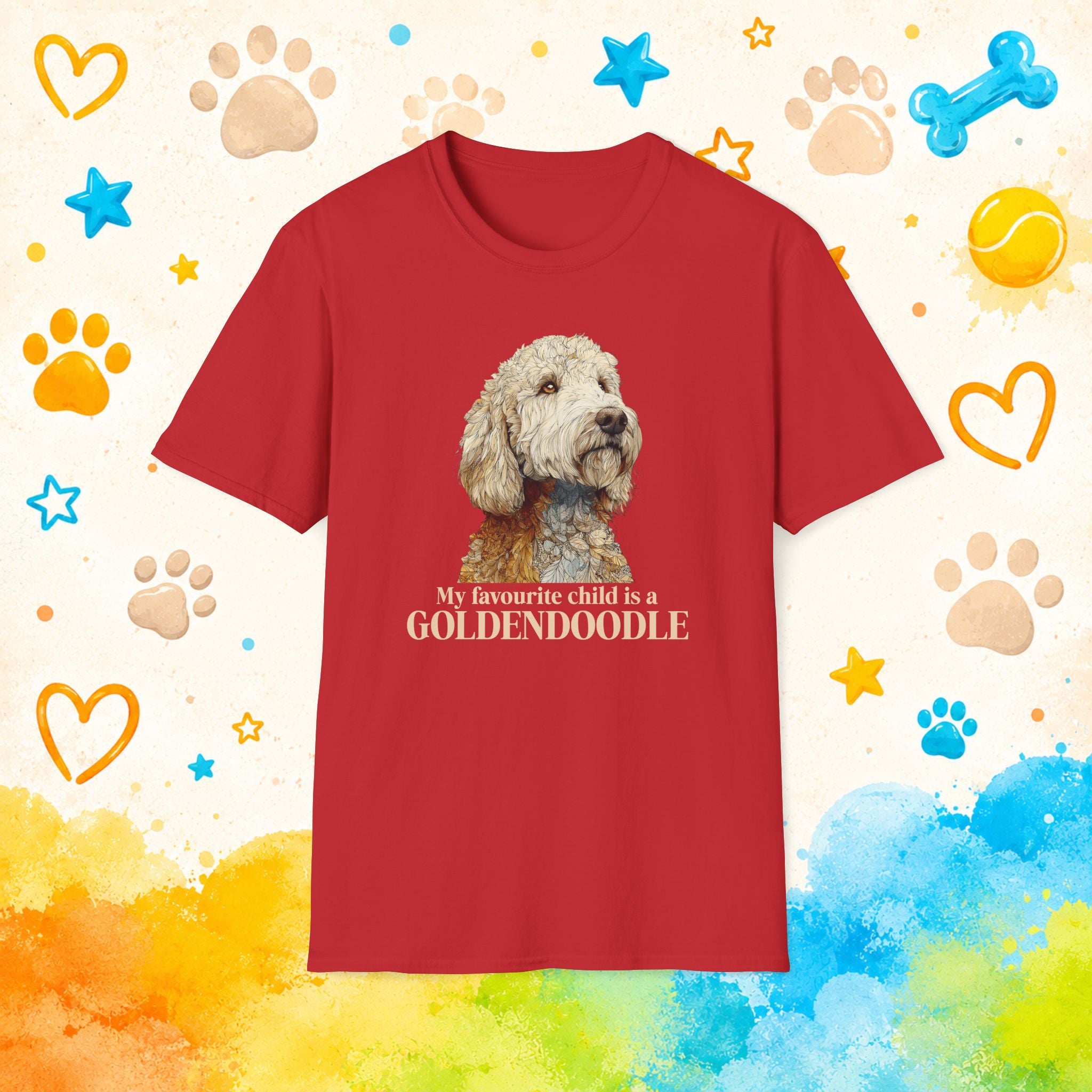 Goldendoodle Portrait T-Shirt | Watercolor Dog Illustration
