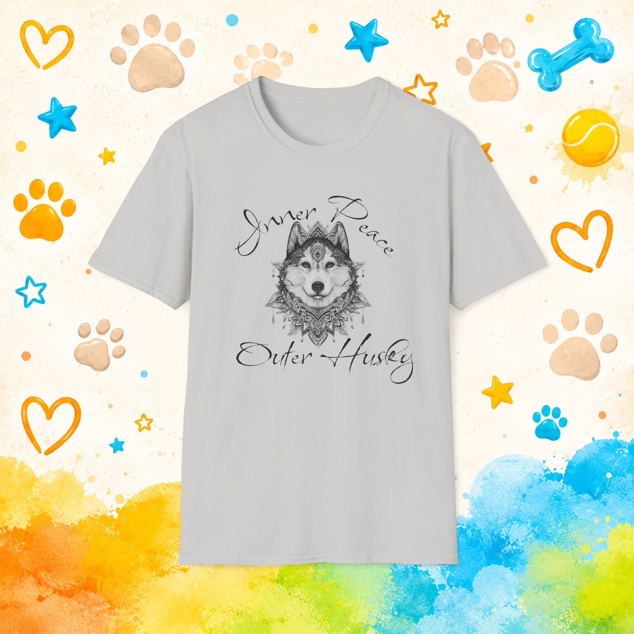 Inner Peace. Outer Husky. | Spiritual Siberian Husky Mandala T-Shirt | Zen Husky Graphic Tee
