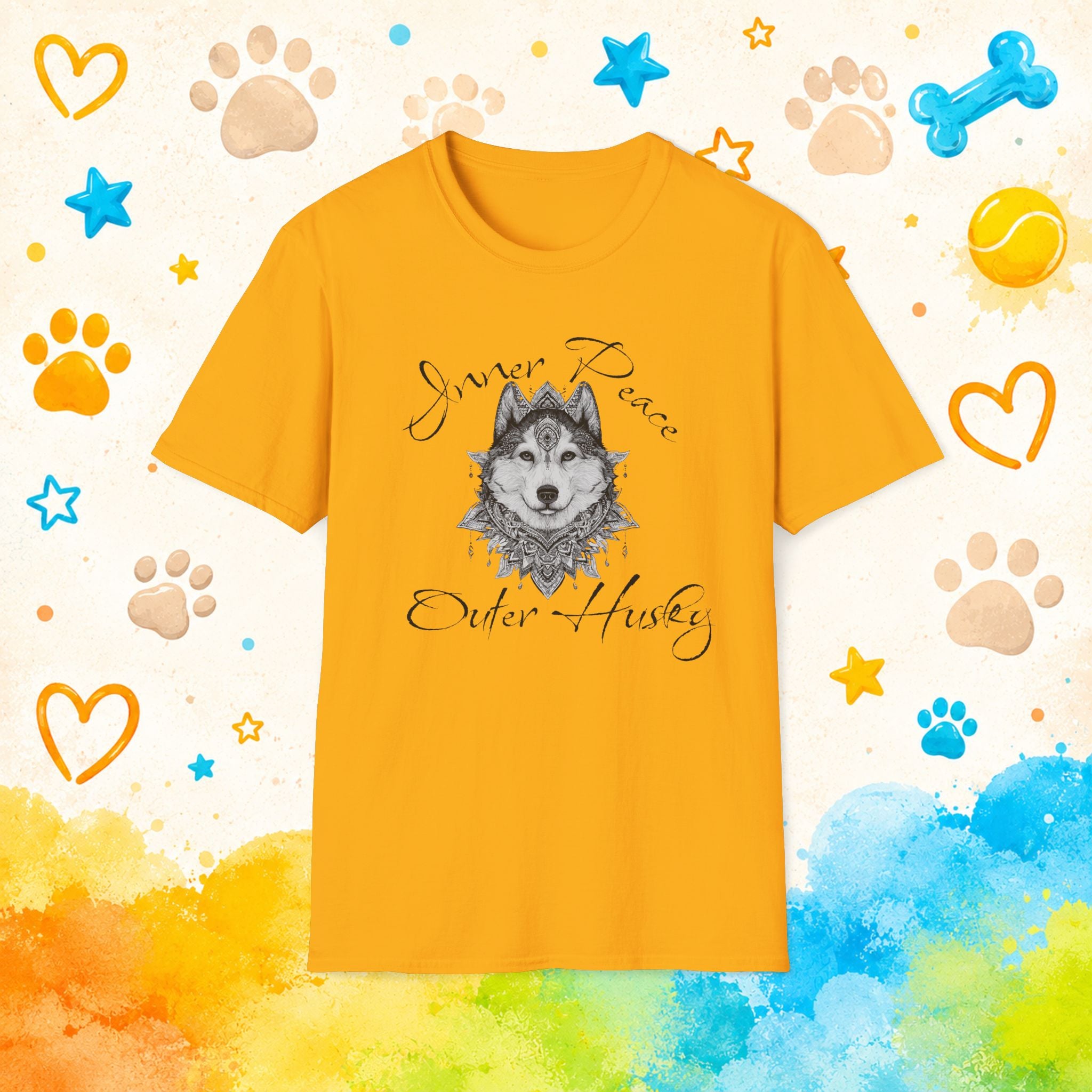 Inner Peace. Outer Husky. | Spiritual Siberian Husky Mandala T-Shirt | Zen Husky Graphic Tee