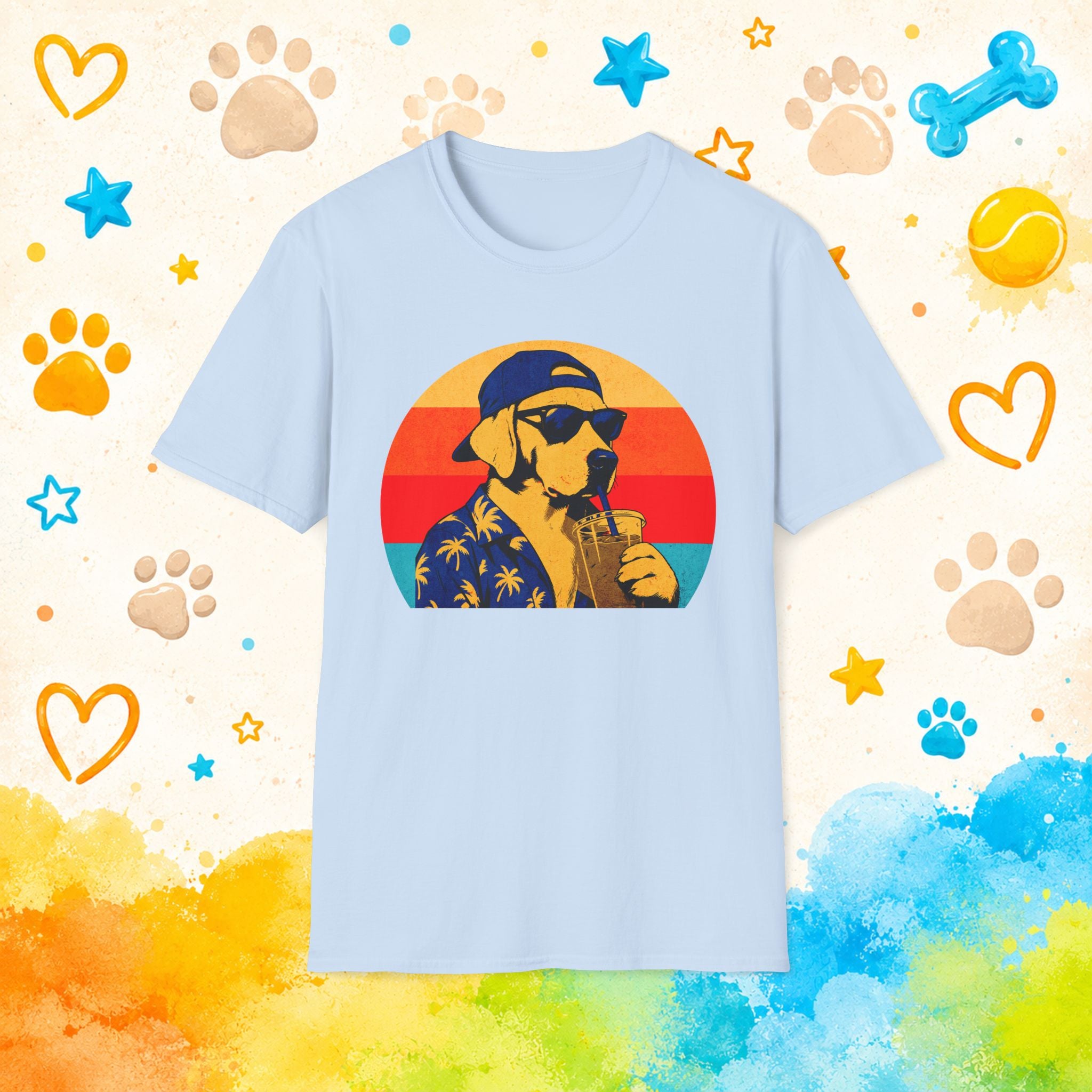 Labrador Retro Cool Sunglasses & Hawaiian Theme T-shirt