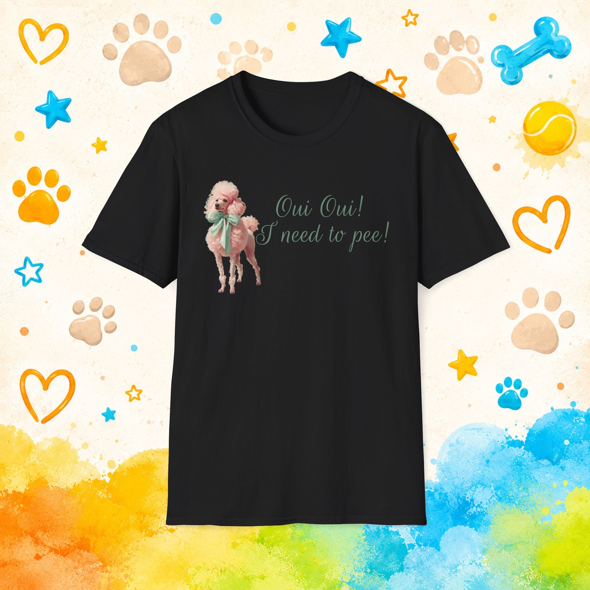 Poodle "Oui Oui! I Need to Pee!" Funny T-shirt