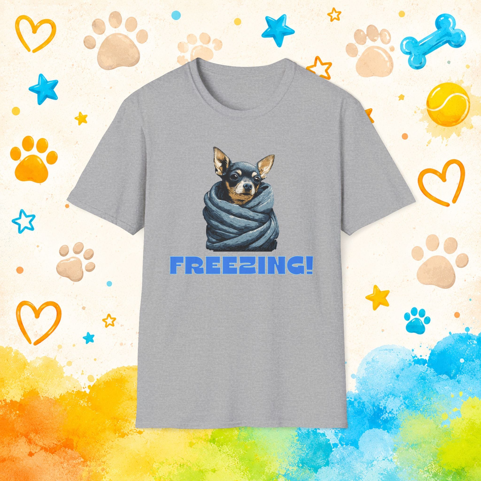 Freezing Funny Chihuahua T-Shirt – Cozy Blanket Burrito Dog Humor Tee