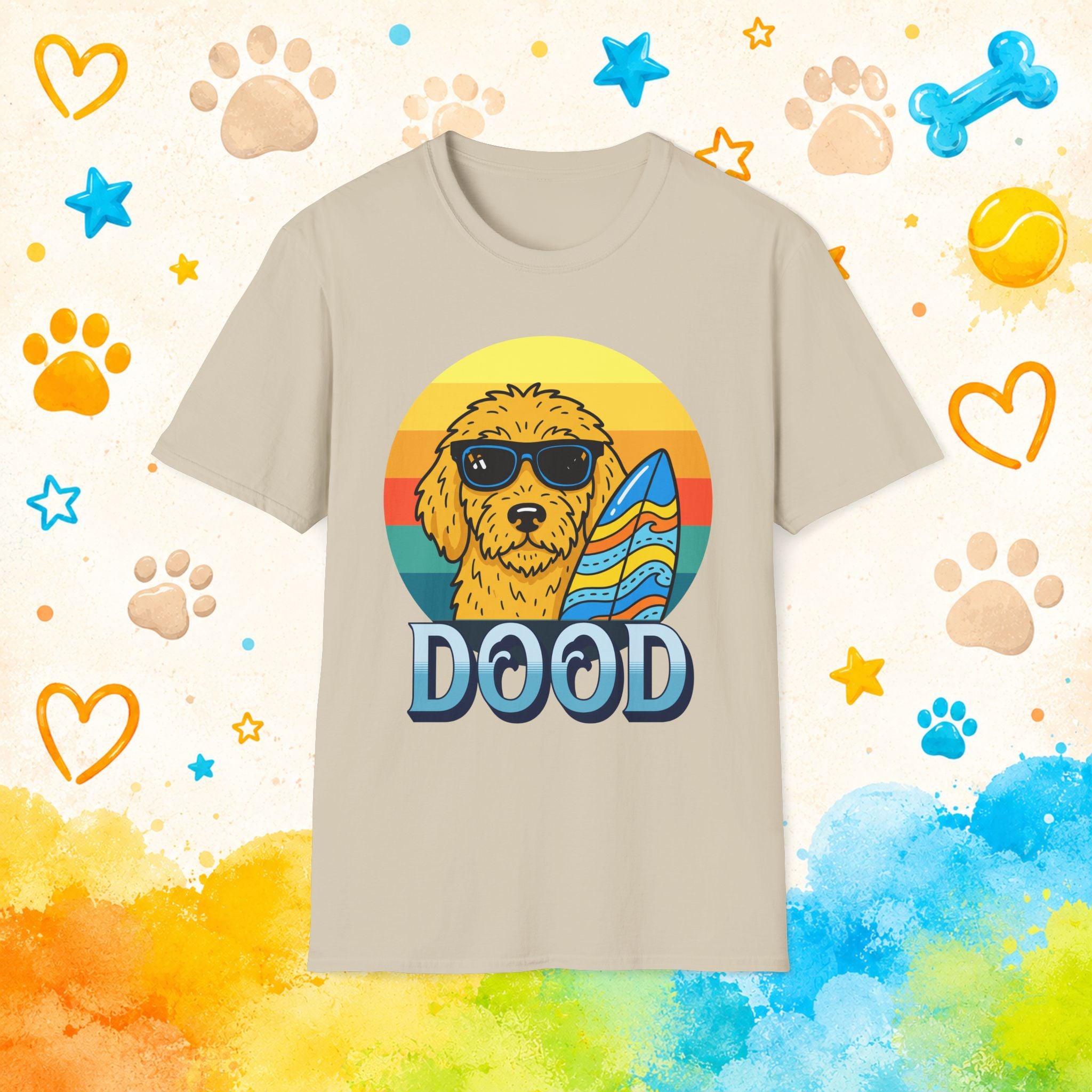 Goldendoodle Surfing Dood Funny T-Shirt