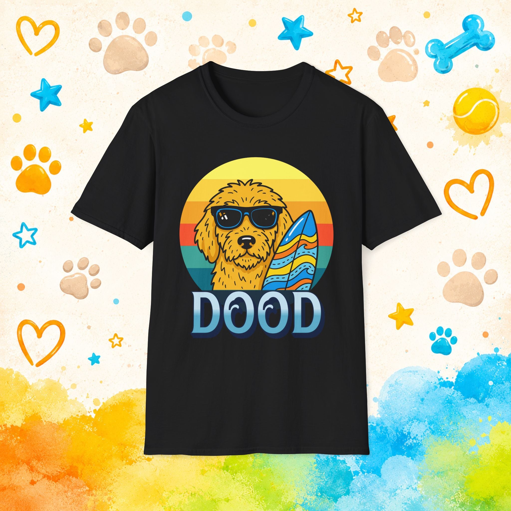 Goldendoodle Surfing Dood Funny T-Shirt
