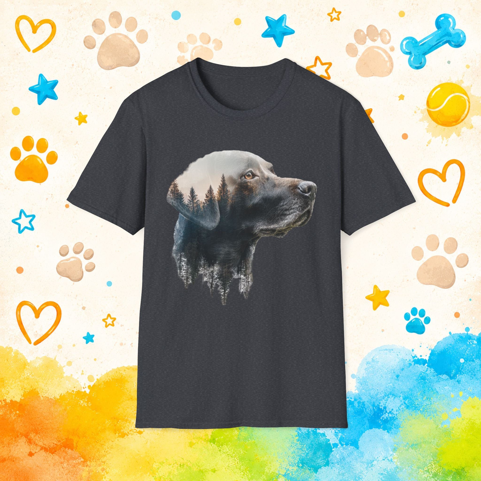 Labrador Double Exposure Forest T-Shirt | Dog Silhouette Nature Tee