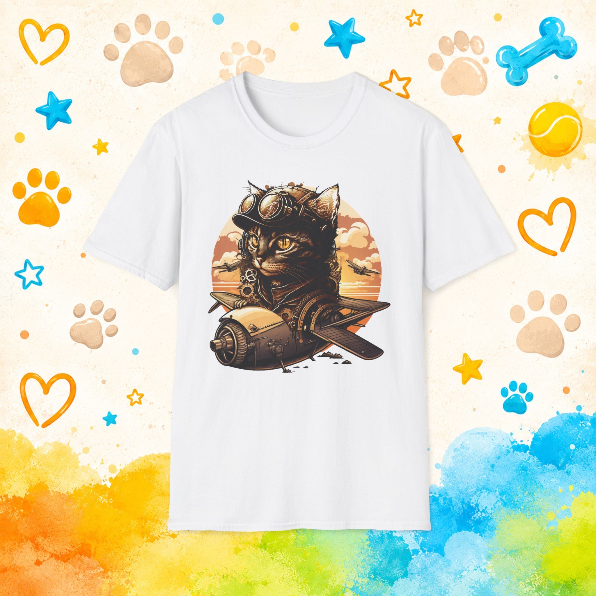Pilot Cat T-Shirt — Vintage Aviator Cat Graphic Tee