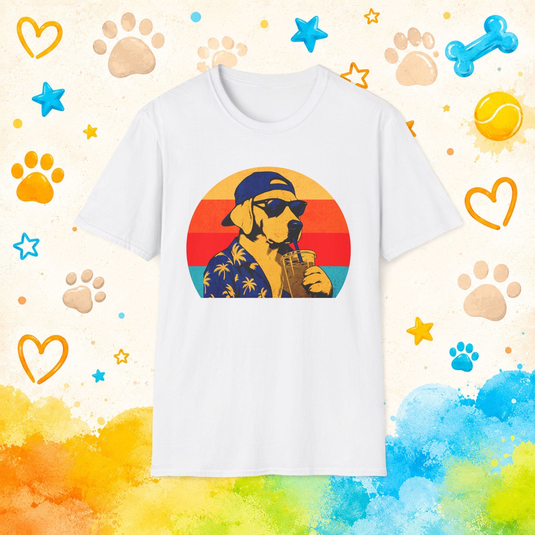 Labrador Retro Cool Sunglasses & Hawaiian Theme T-shirt