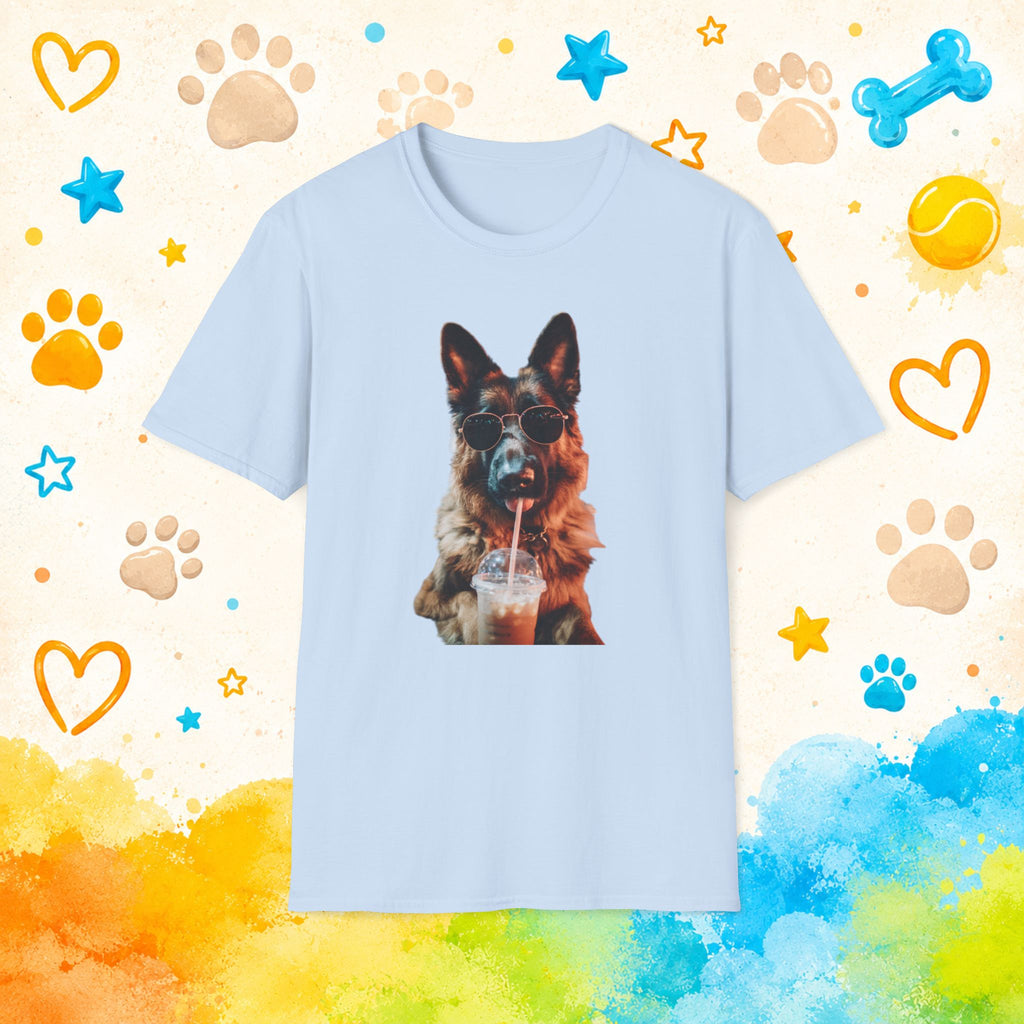 German Shepherd Drinking Iced Coffee T-Shirt
