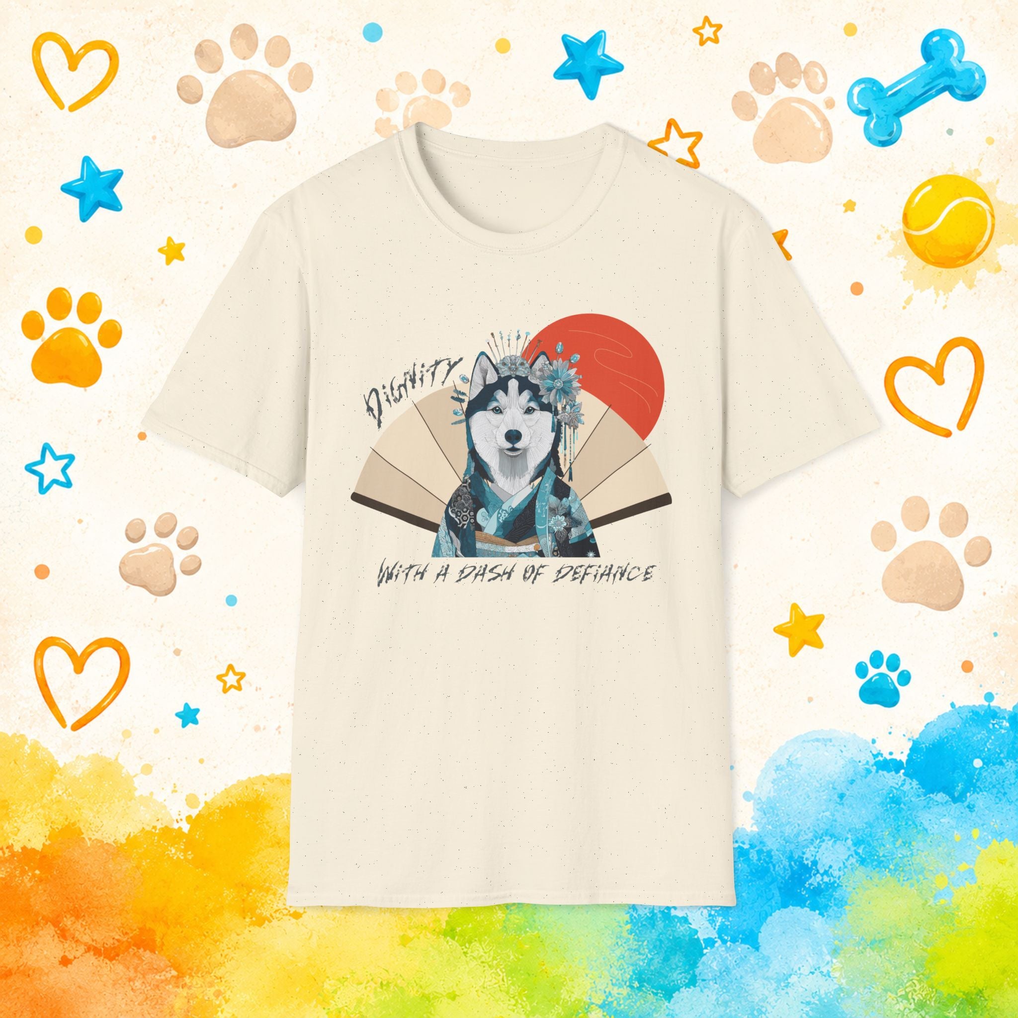Siberian Husky Geisha T-Shirt | Dignity With a Dash of Defiance | Funny Husky Personality Graphic Tee
