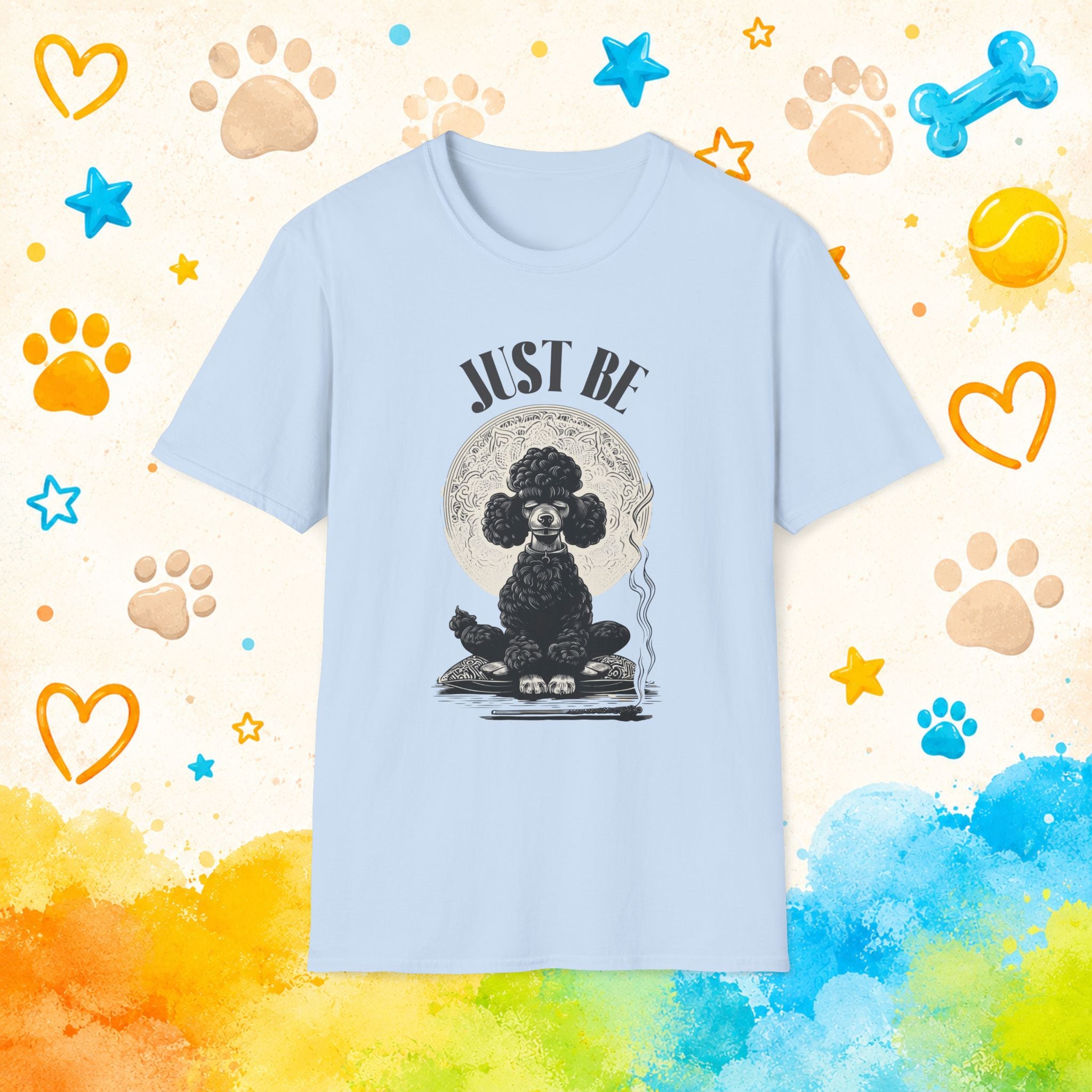 Just Be – Meditating Black Poodle Zen Graphic Design