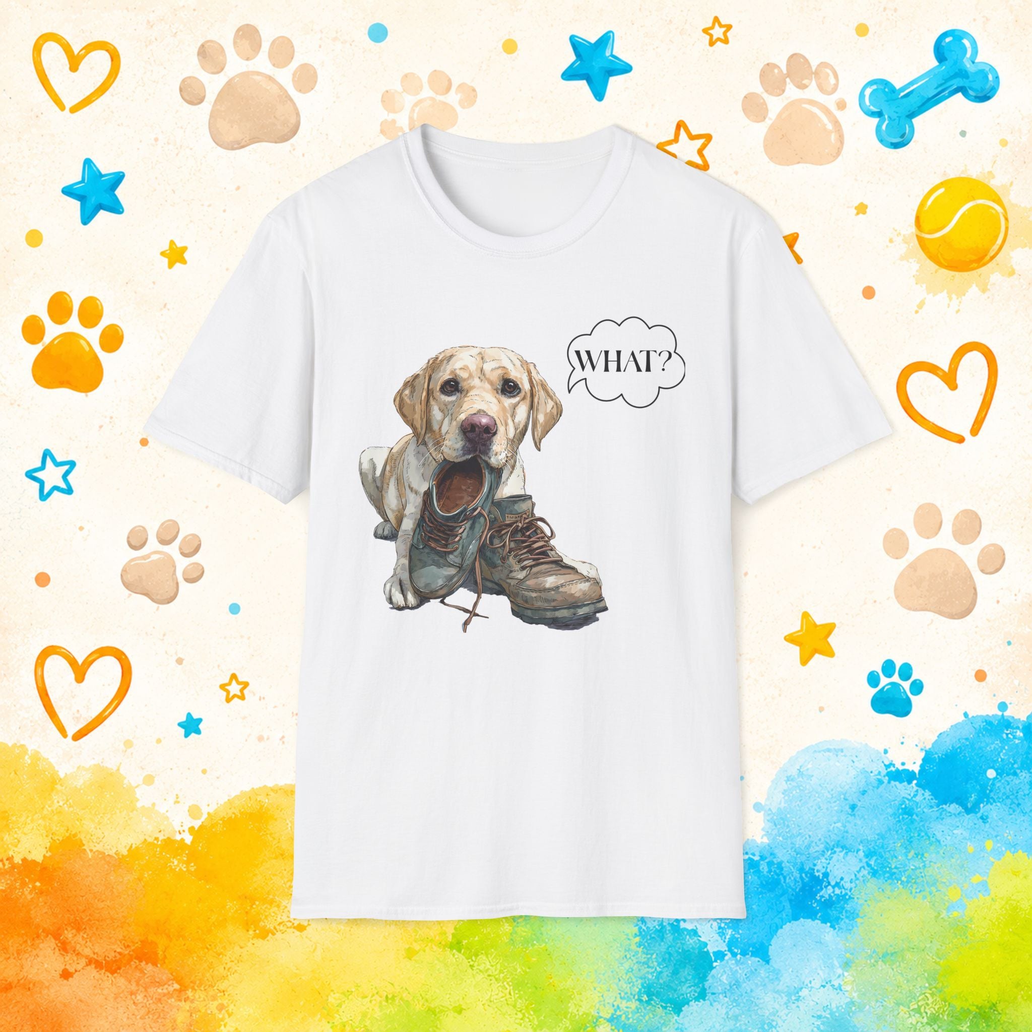 Labrador Retriever What? Funny T-Shirt – Shoe Chewer Humor Tee
