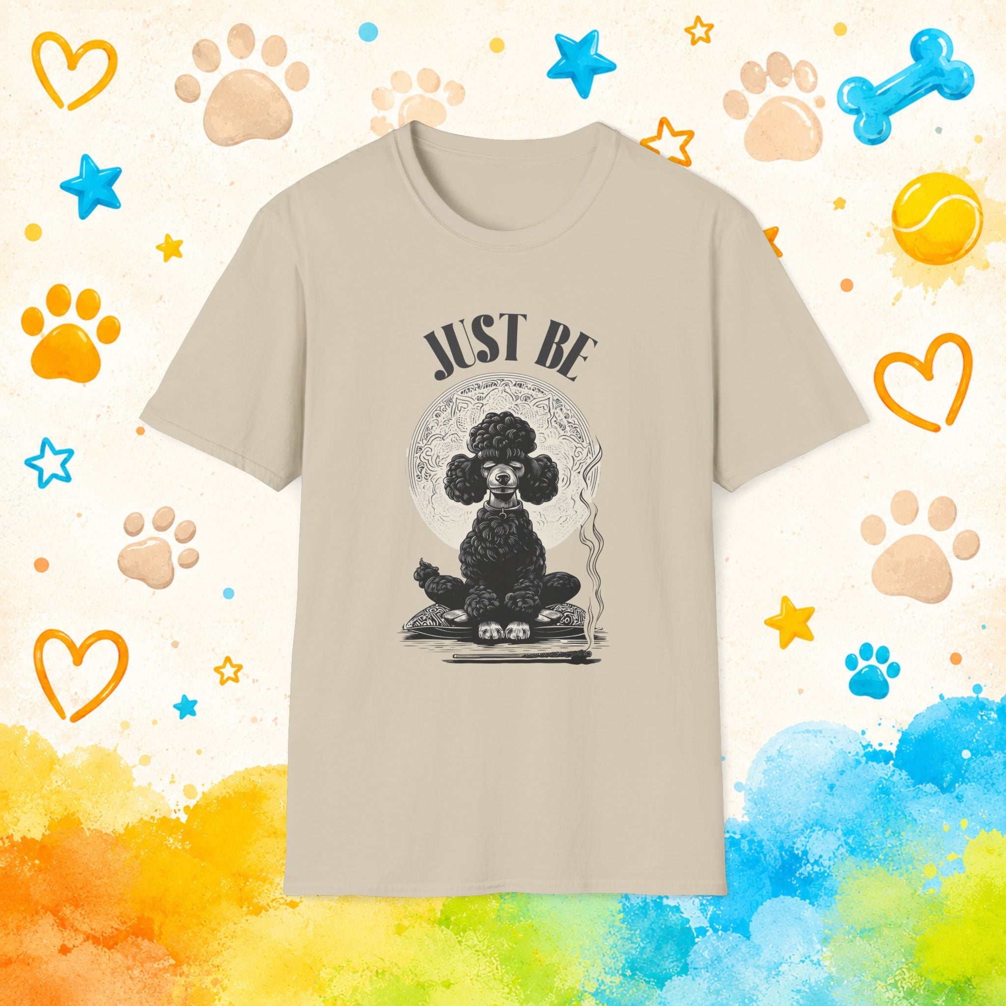 Just Be – Meditating Black Poodle Zen Graphic Design