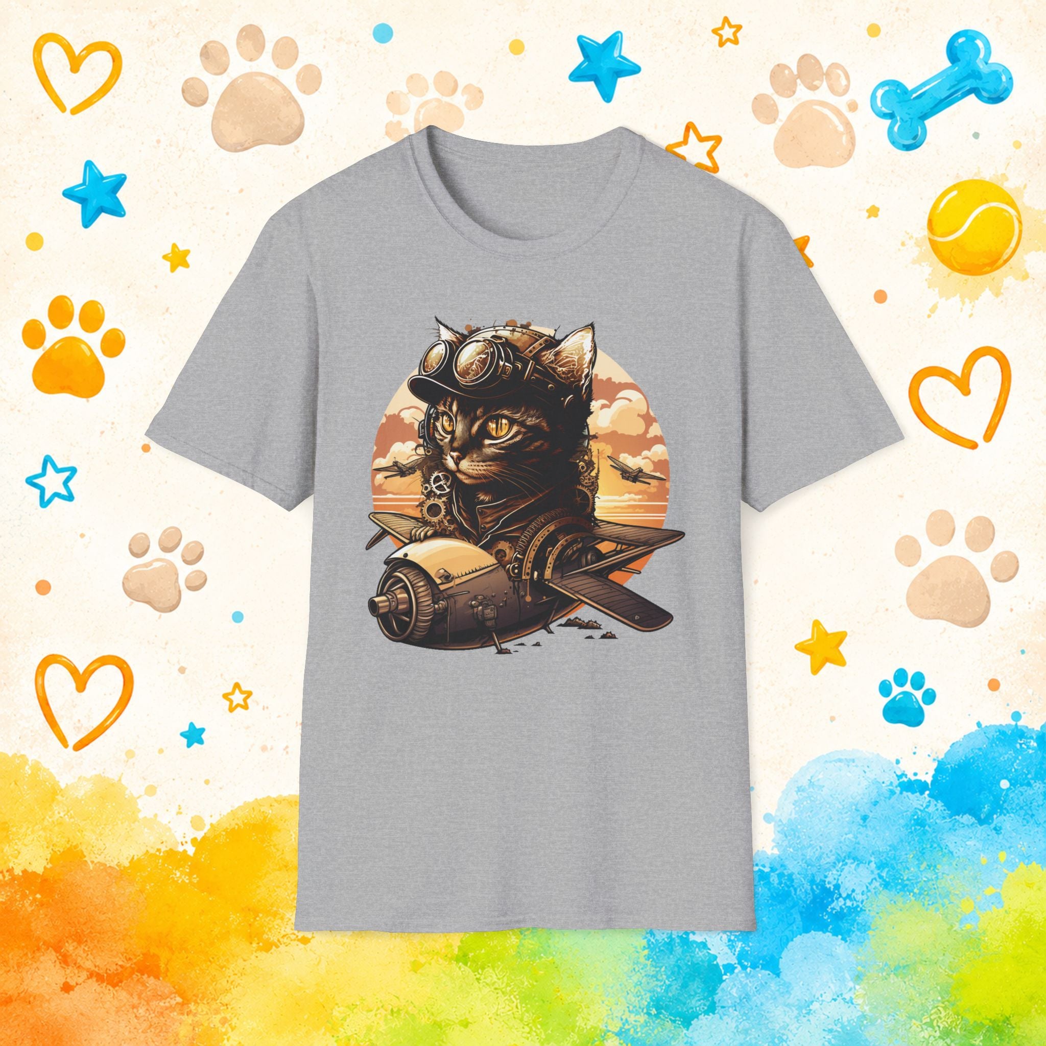 Pilot Cat T-Shirt — Vintage Aviator Cat Graphic Tee