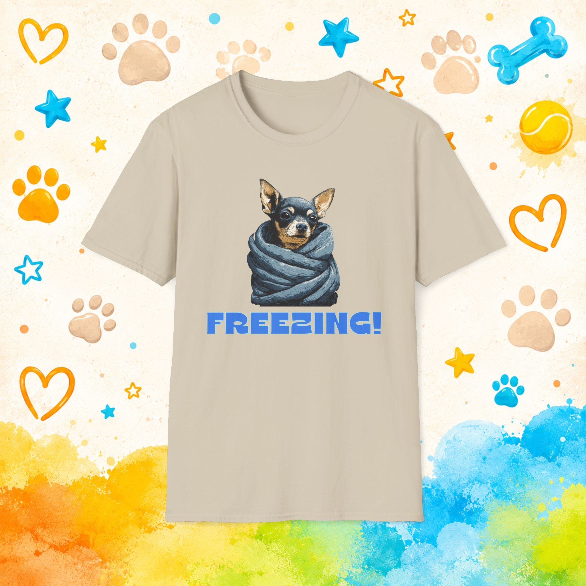 Freezing Funny Chihuahua T-Shirt – Cozy Blanket Burrito Dog Humor Tee