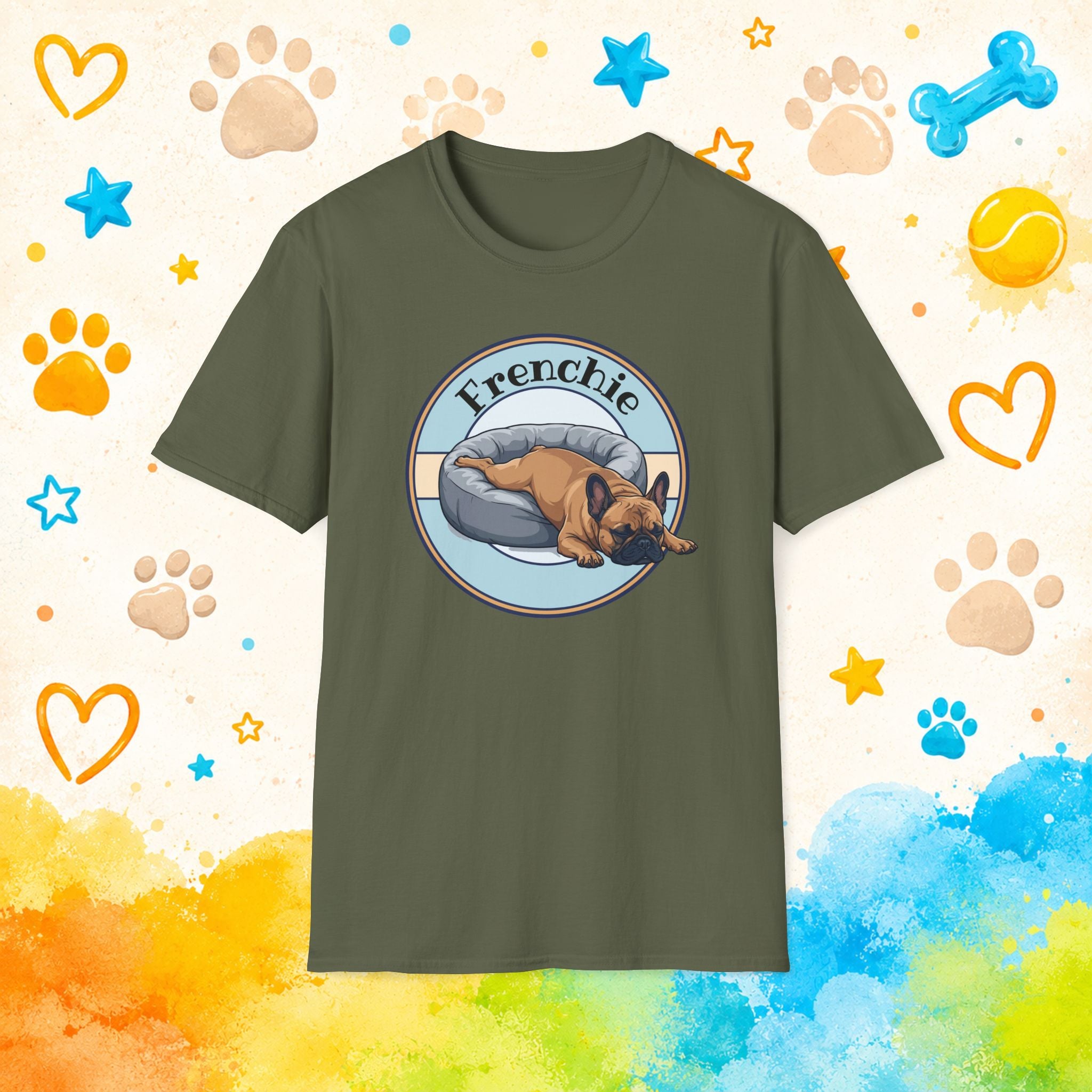 Funny Sleeping French Bulldog T-Shirt | Cute Lazy Frenchie Dog Shirt | Cozy French Bulldog Lover Tee