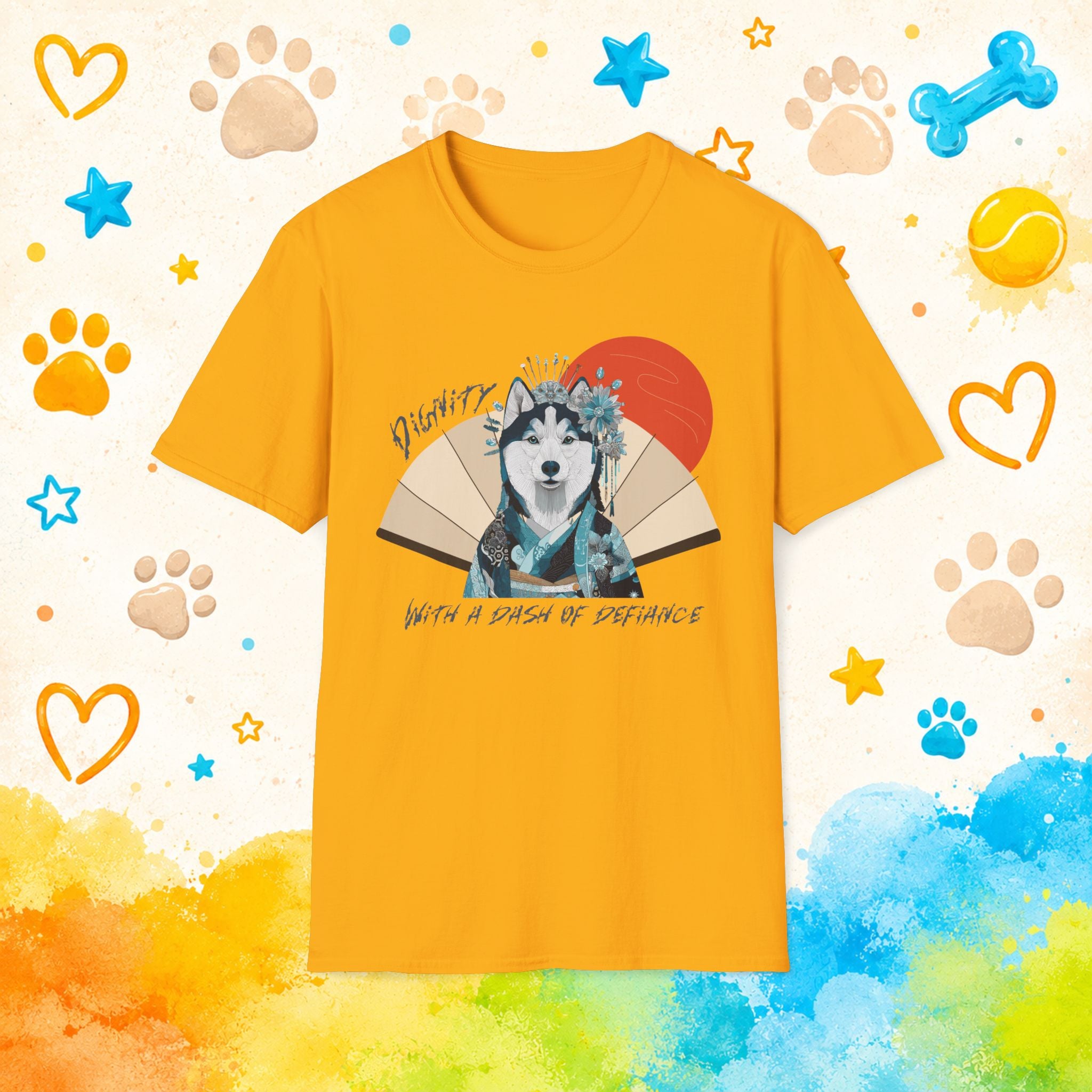 Siberian Husky Geisha T-Shirt | Dignity With a Dash of Defiance | Funny Husky Personality Graphic Tee