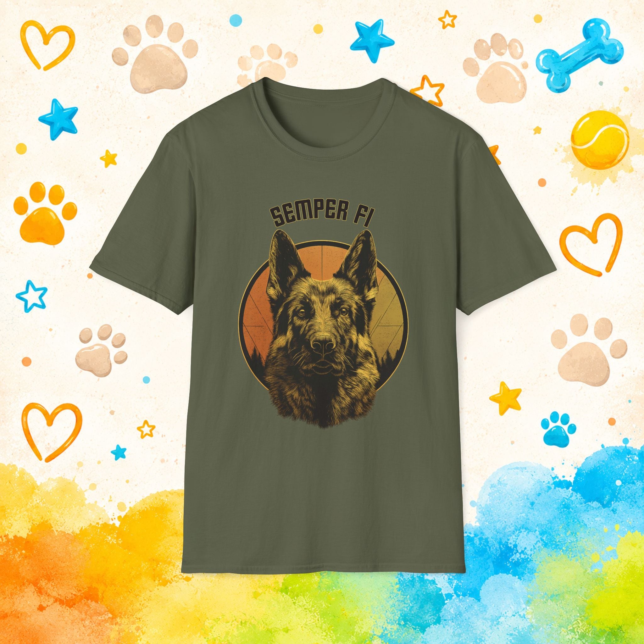 German Shepherd Semper Fi T-Shirt — Military K9 Tribute Tee