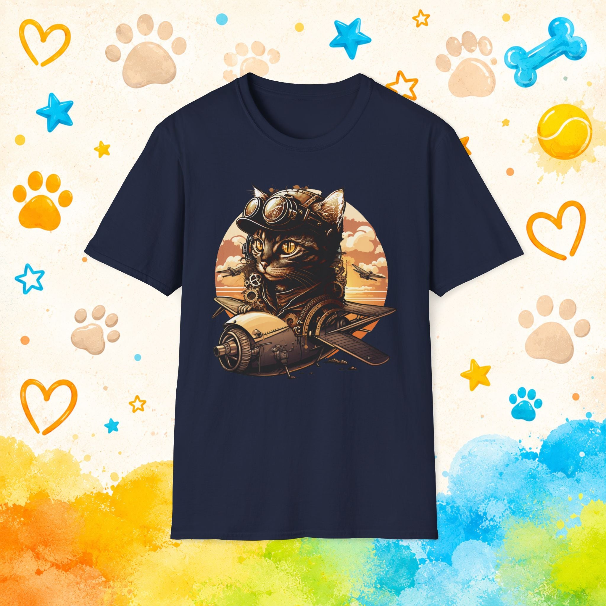Pilot Cat T-Shirt — Vintage Aviator Cat Graphic Tee