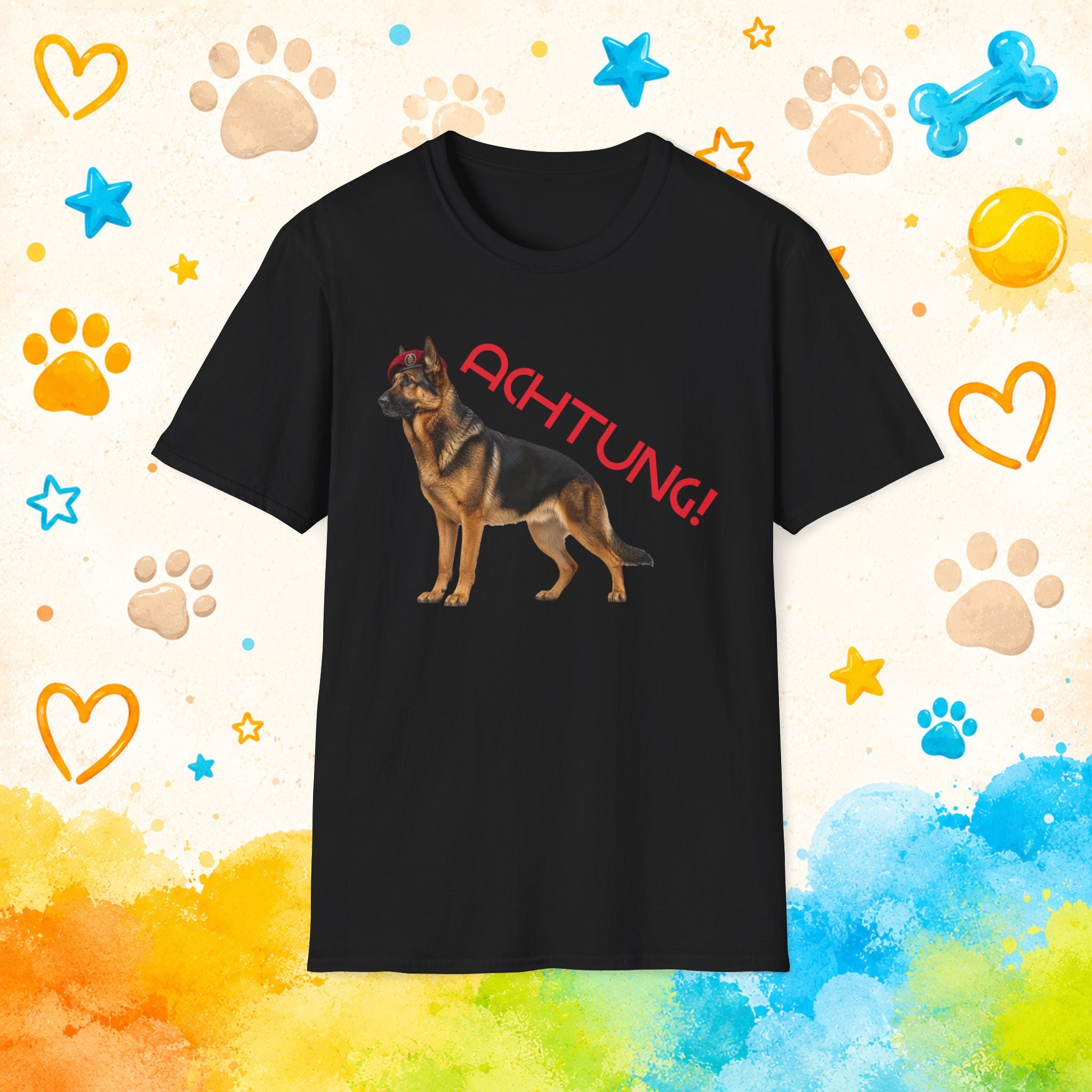 German Shepherd Achtung! T-Shirt — Police K9 Guard Dog Tee