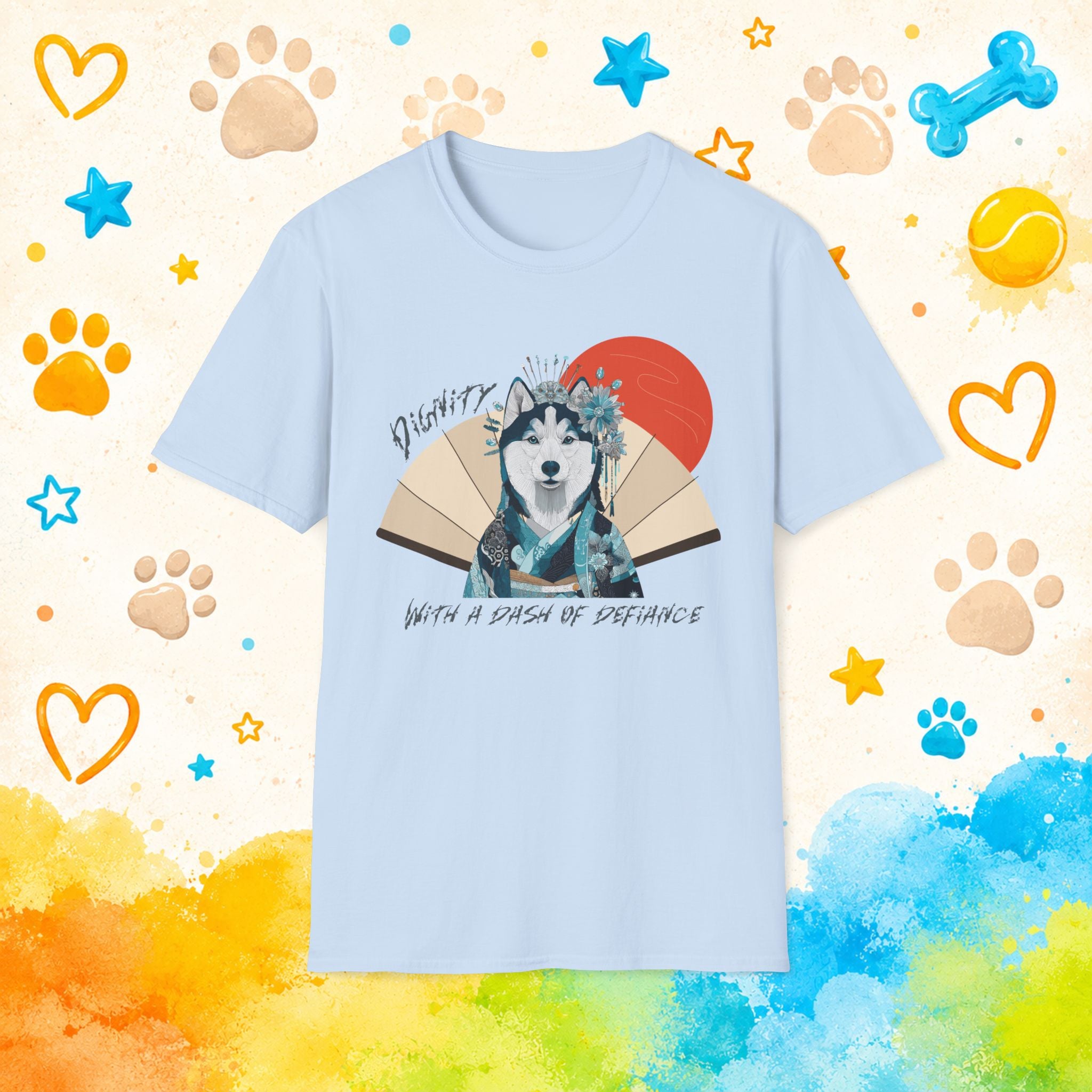 Siberian Husky Geisha T-Shirt | Dignity With a Dash of Defiance | Funny Husky Personality Graphic Tee