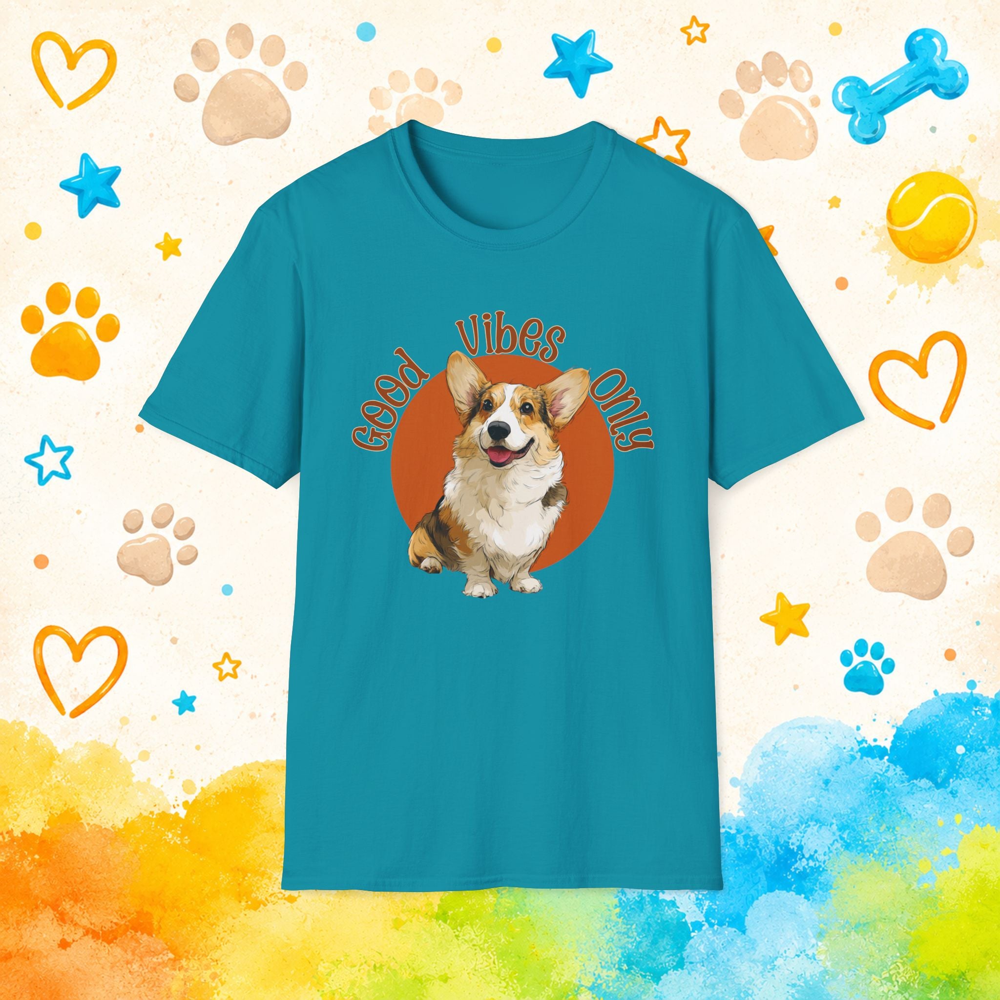 Good Vibes Only Corgi T-Shirt, Cute Happy Dog Tee, Funny Positive Pet Shirt, Corgi Lover Gift, Good Energy Dog Graphic Tee